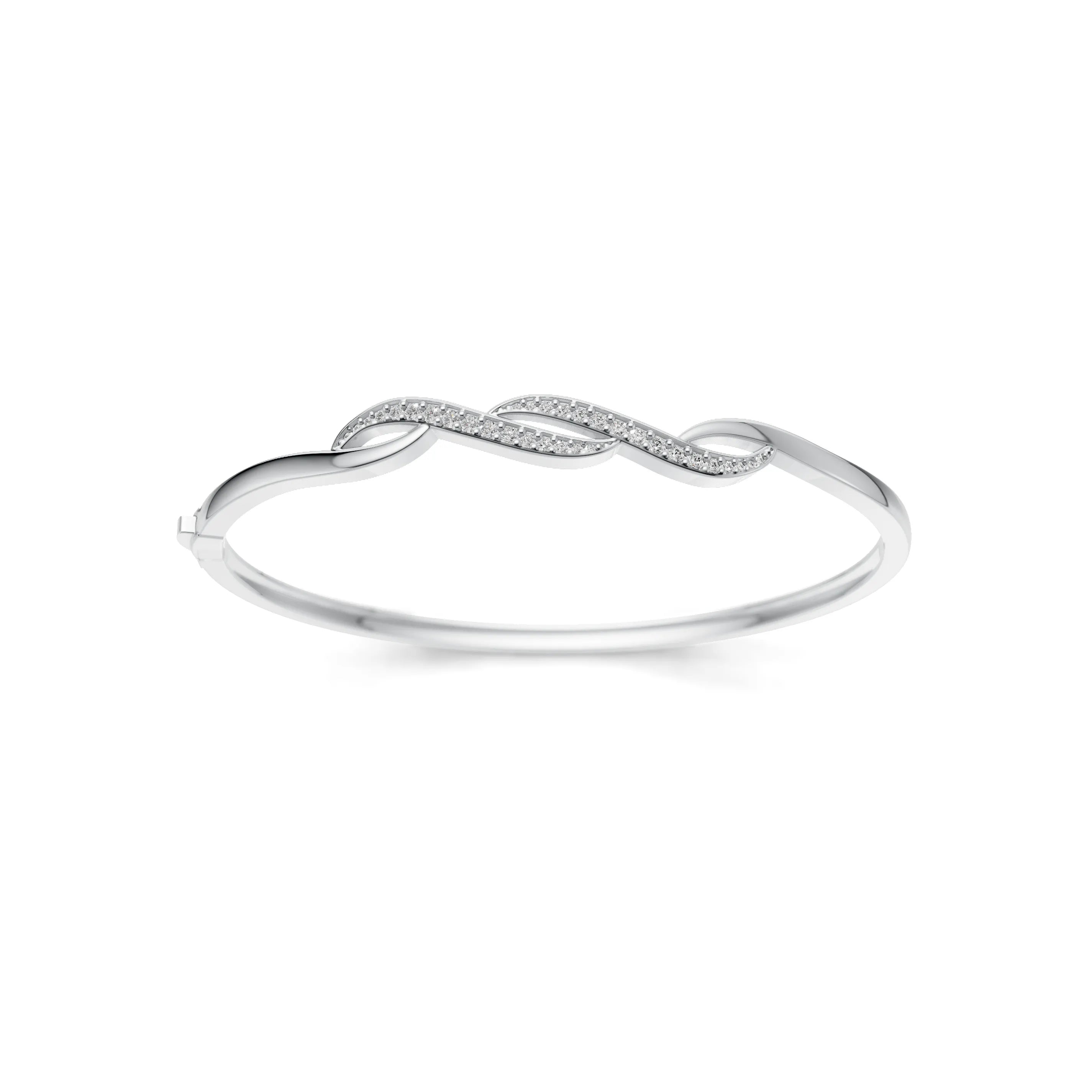 Pargold Solid Gold Golden Twist Sparkle Bangle -Silver_Diamond_Diamond_Static_Silver