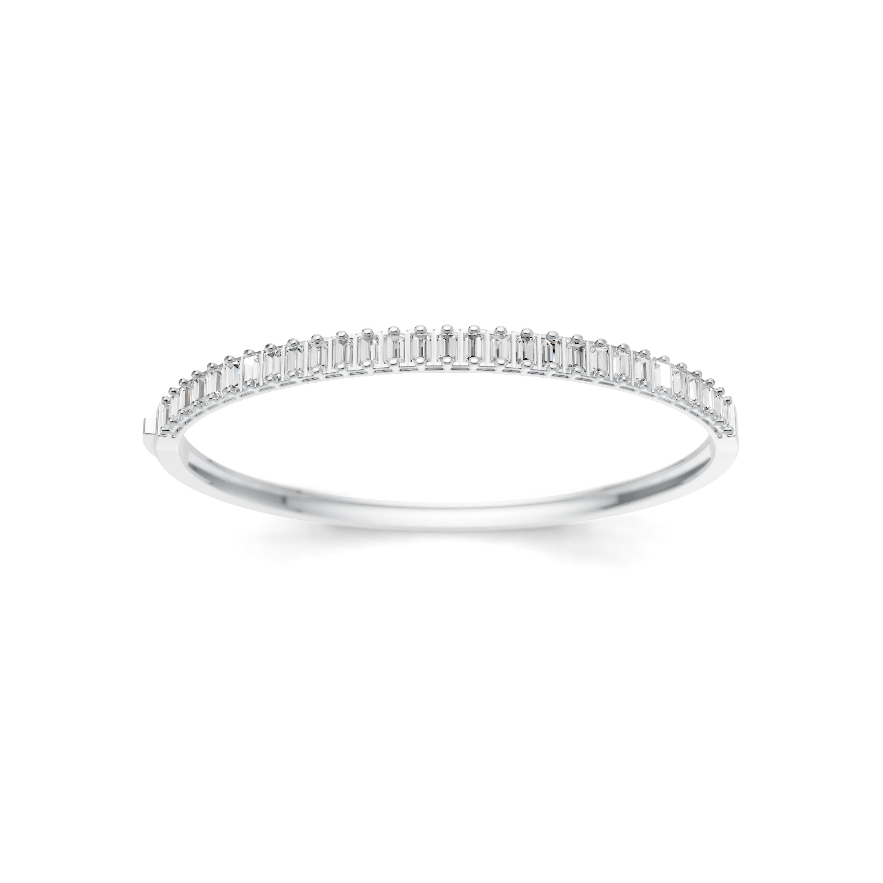 Pargold Solid Gold Golden Horizon Line Bangle -Silver_Diamond_Diamond_Static_Silver
