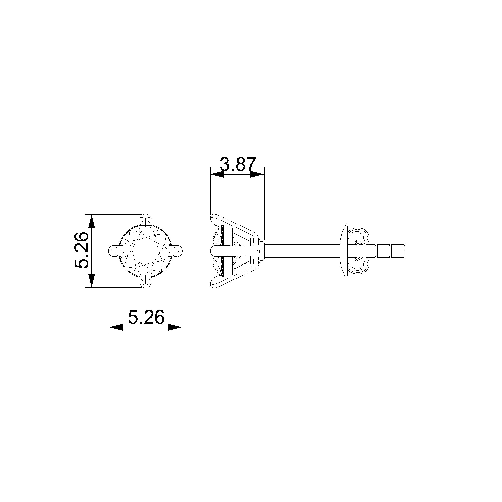 Pargold Solid Gold Radiant Solitaire Stud Earrings - Medium-Static