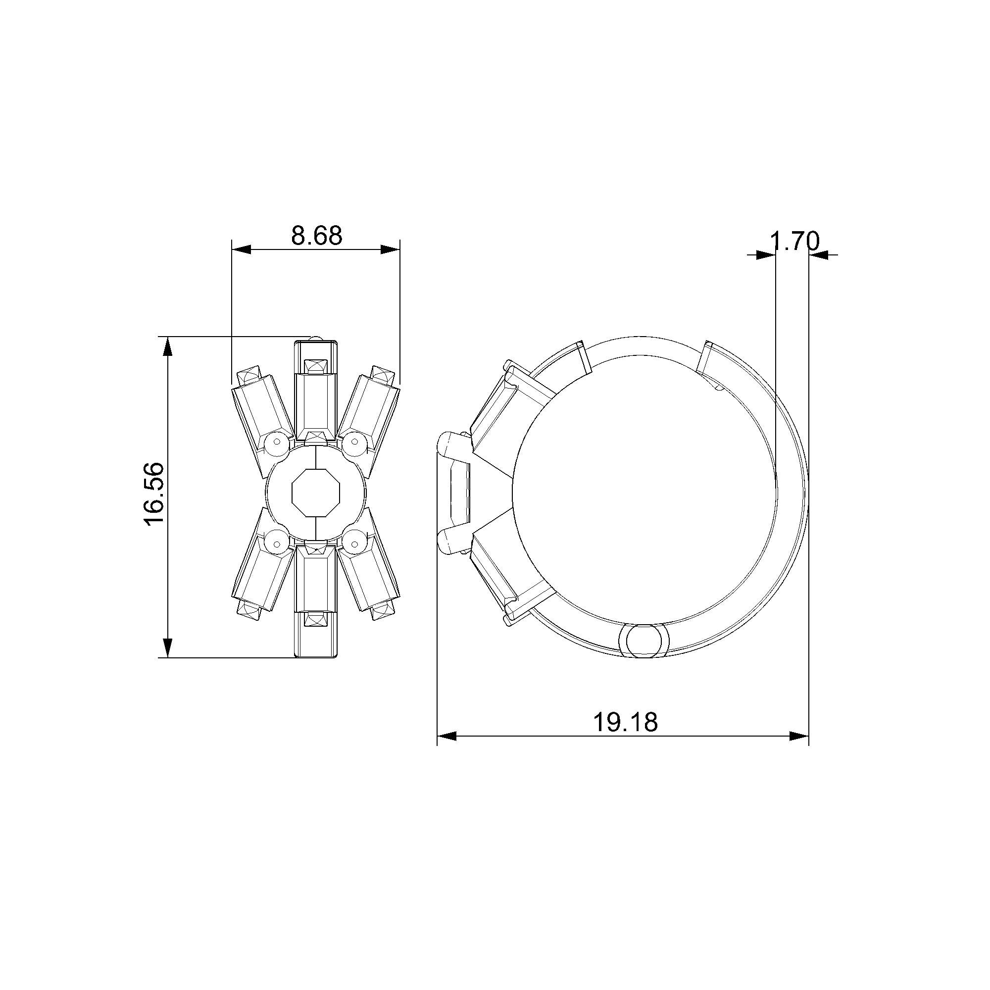 Pargold Solid Gold Baguette Radiance Halo Hoop Earrings-Static