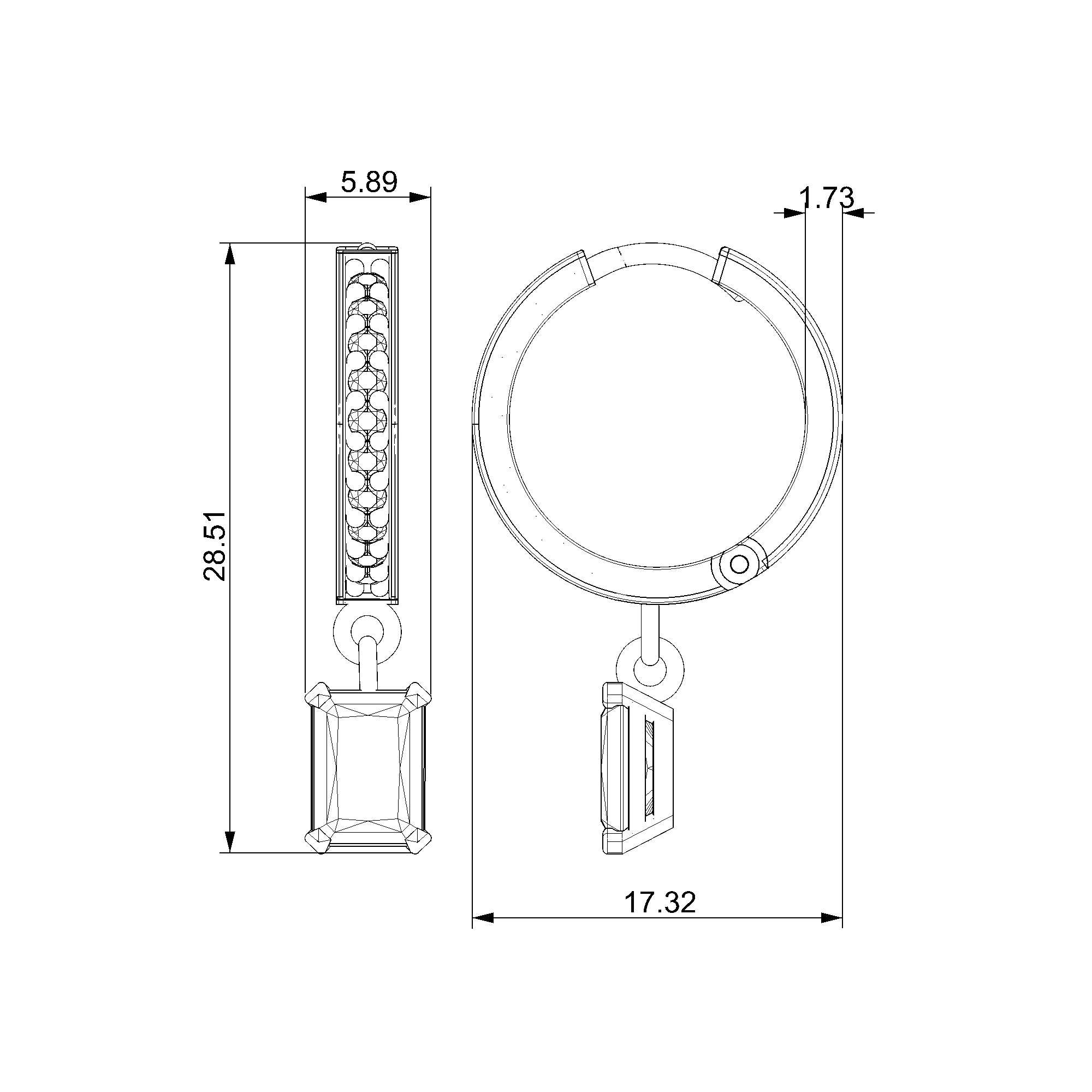 Pargold Solid Gold Rectangle Drop Hoop Earrings-Static