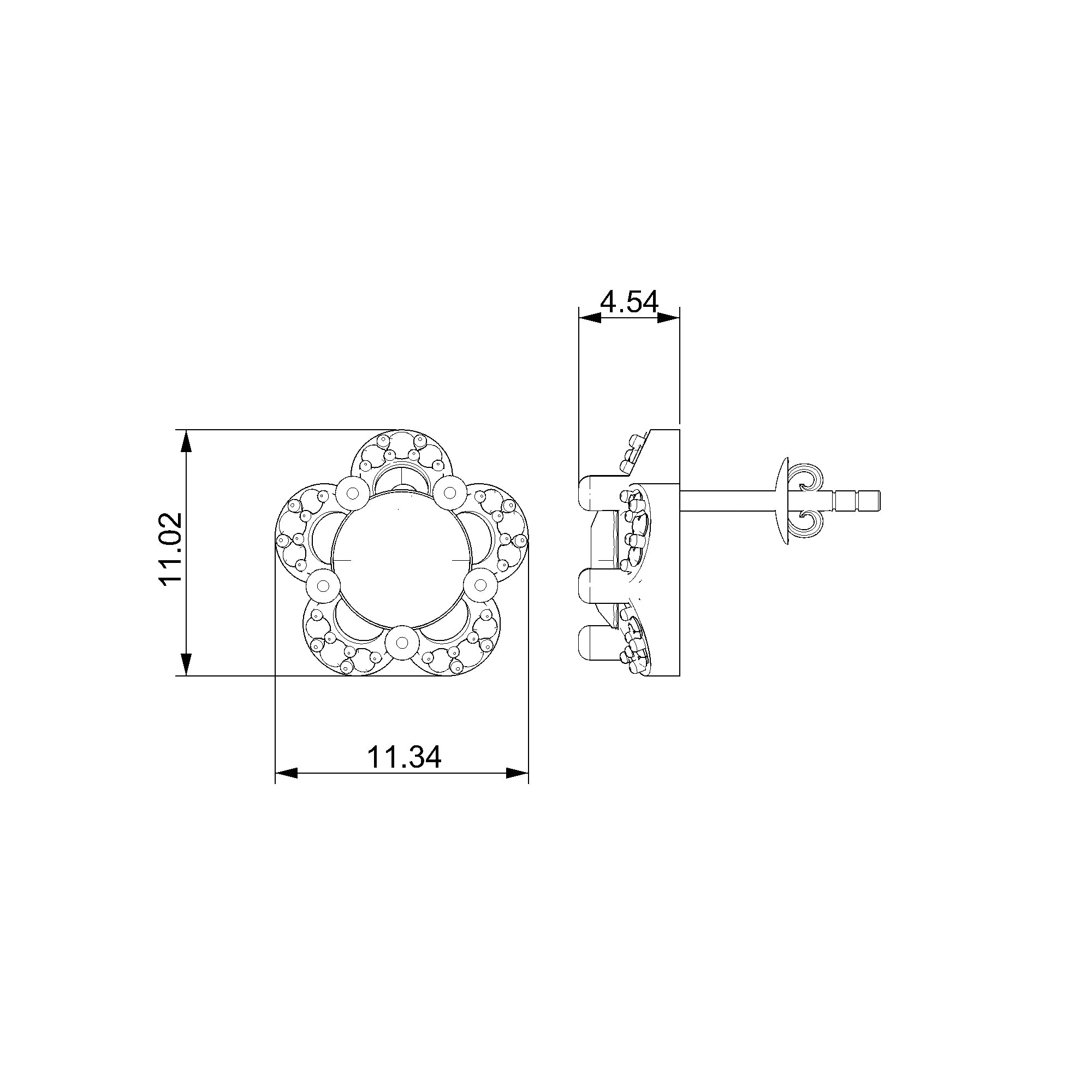 Pargold Solid Gold Blossom Pavé Stud Earrings-Static