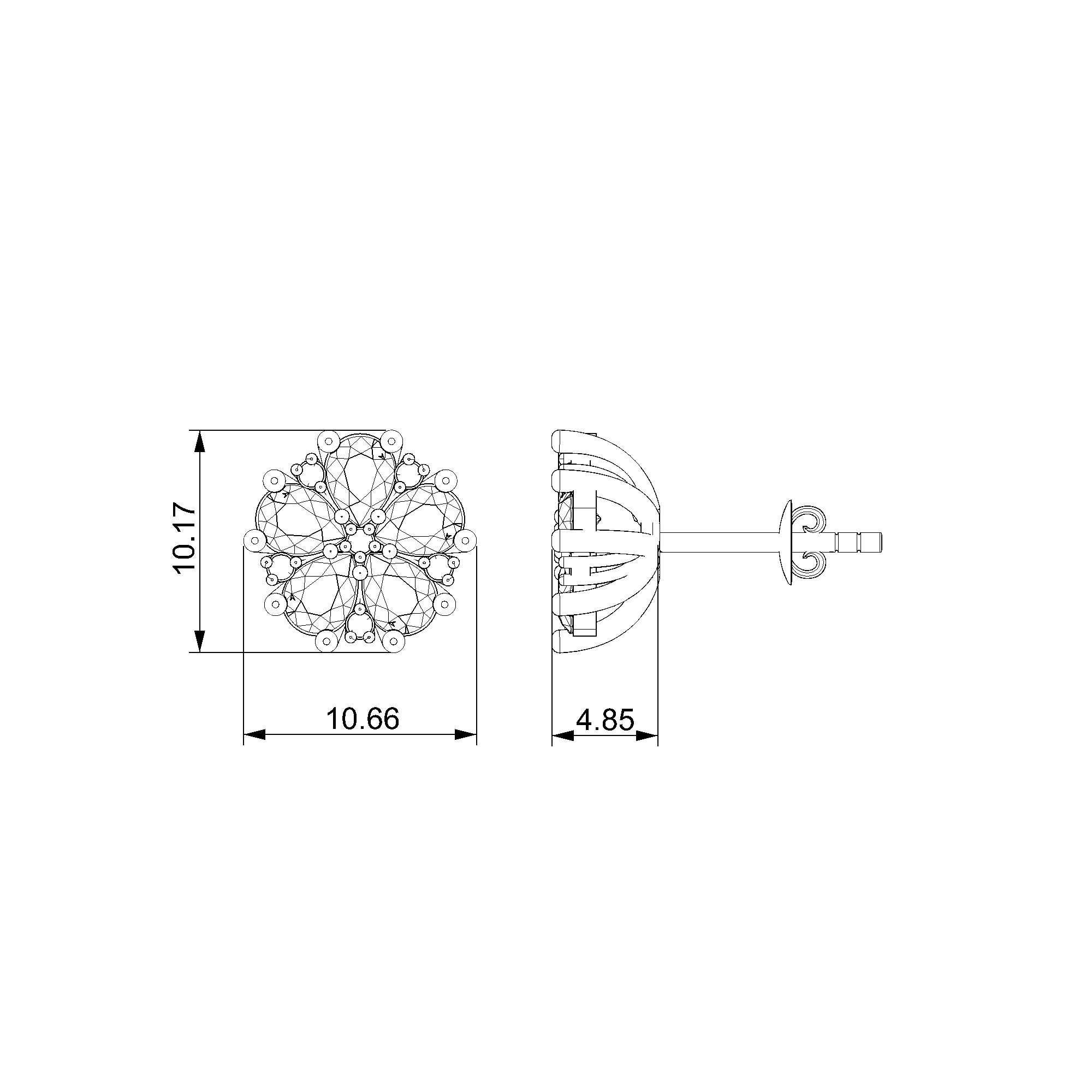 Pargold Solid Gold Flower Earrings Studs-Static
