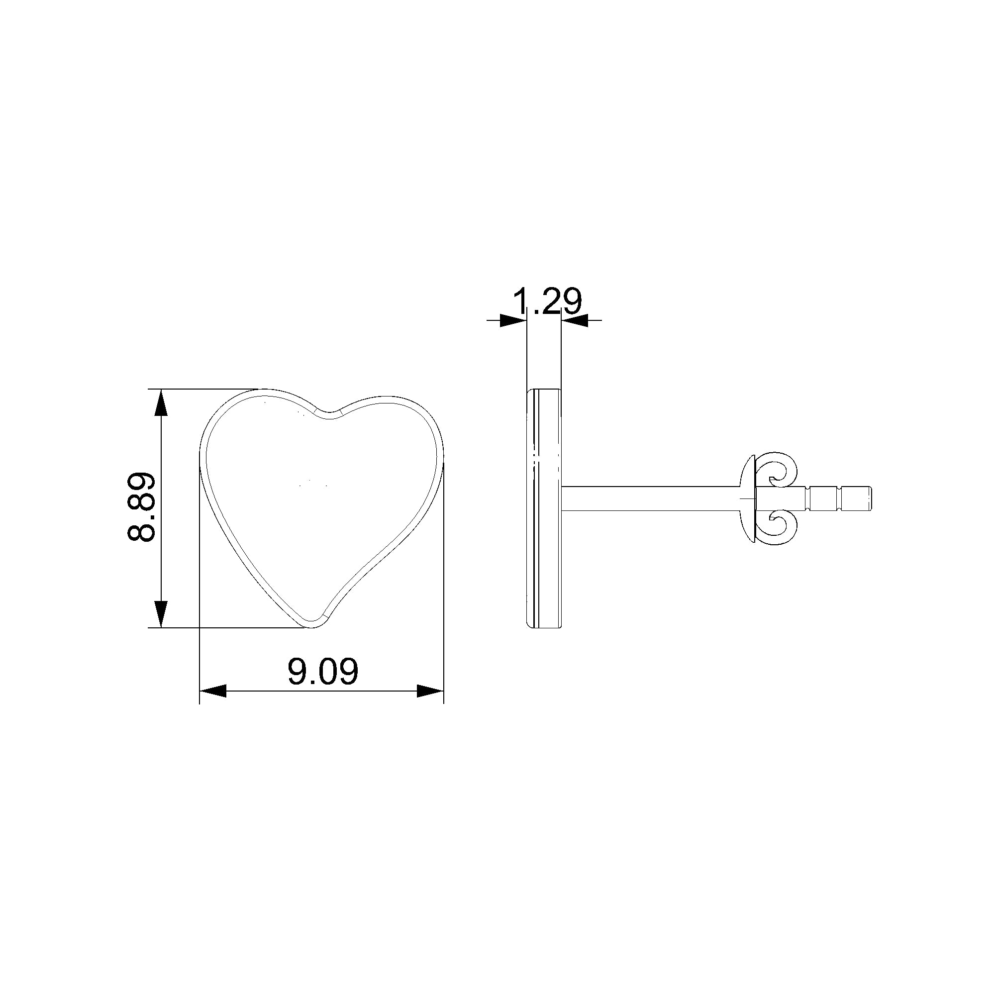 Pargold Solid Gold Heart-Shaped Gold Stud Earrings-Static