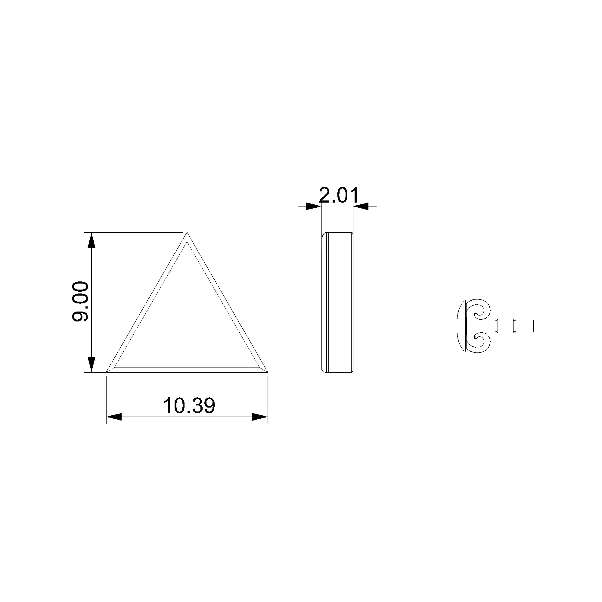 Pargold Solid Gold Geometric Triangle Gold Stud Earrings-Static