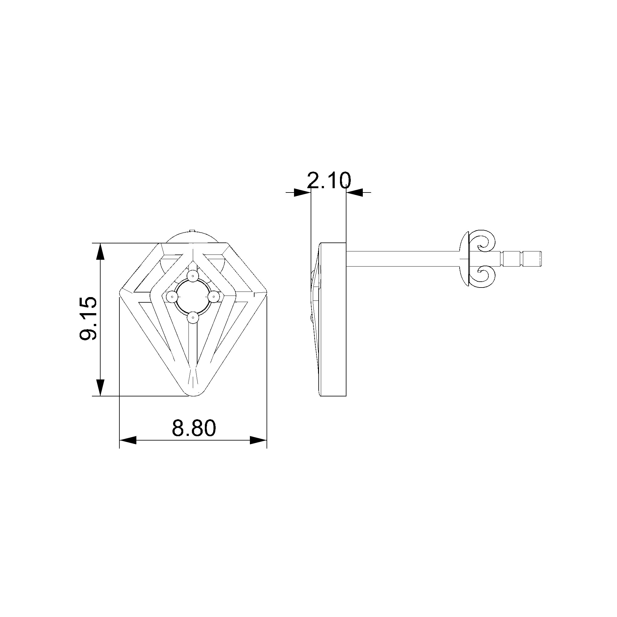 Pargold Solid Gold Diamond-Shaped Gemstone Earrings-Static