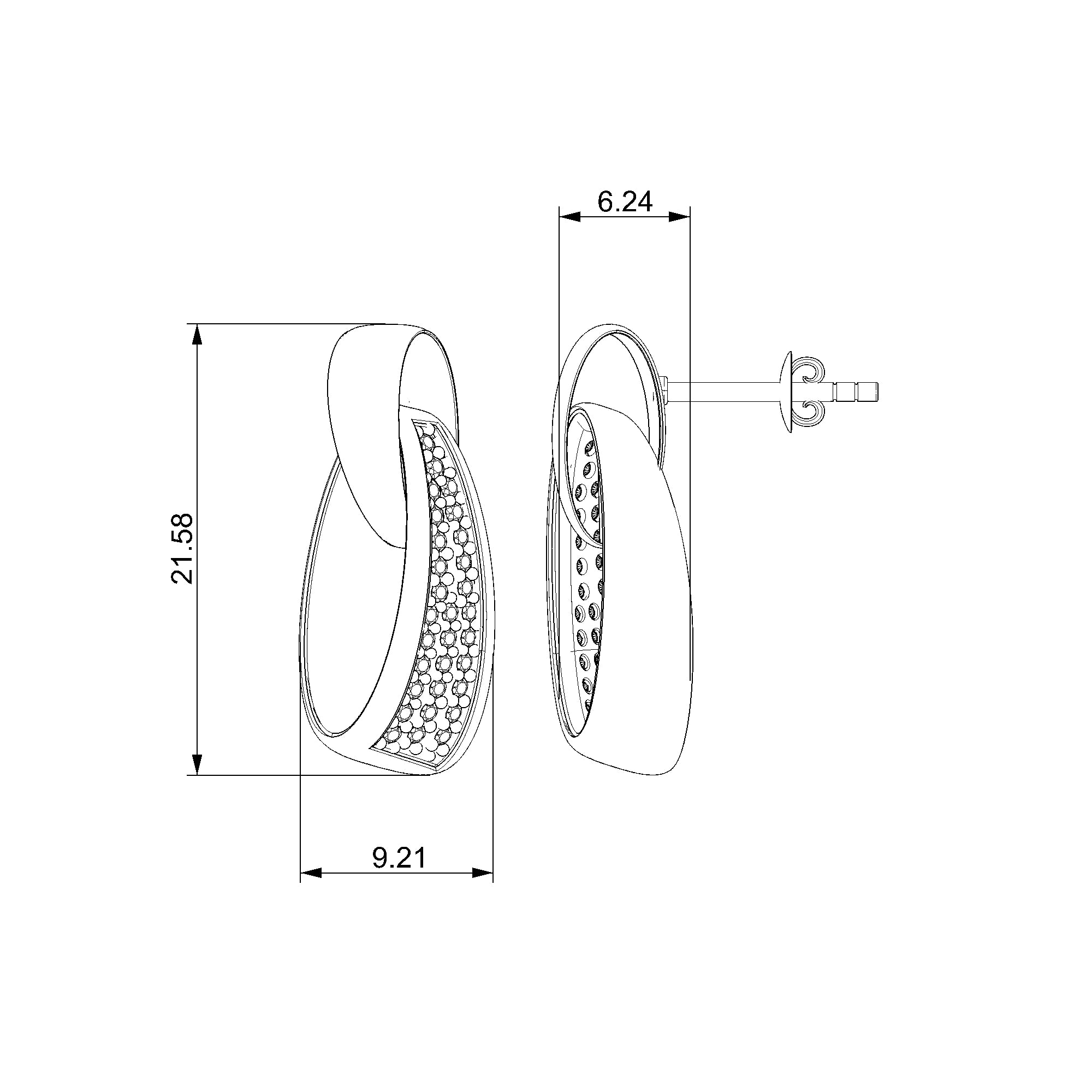 Pargold Solid Gold Pavé Crescent Hoop Earrings-Static