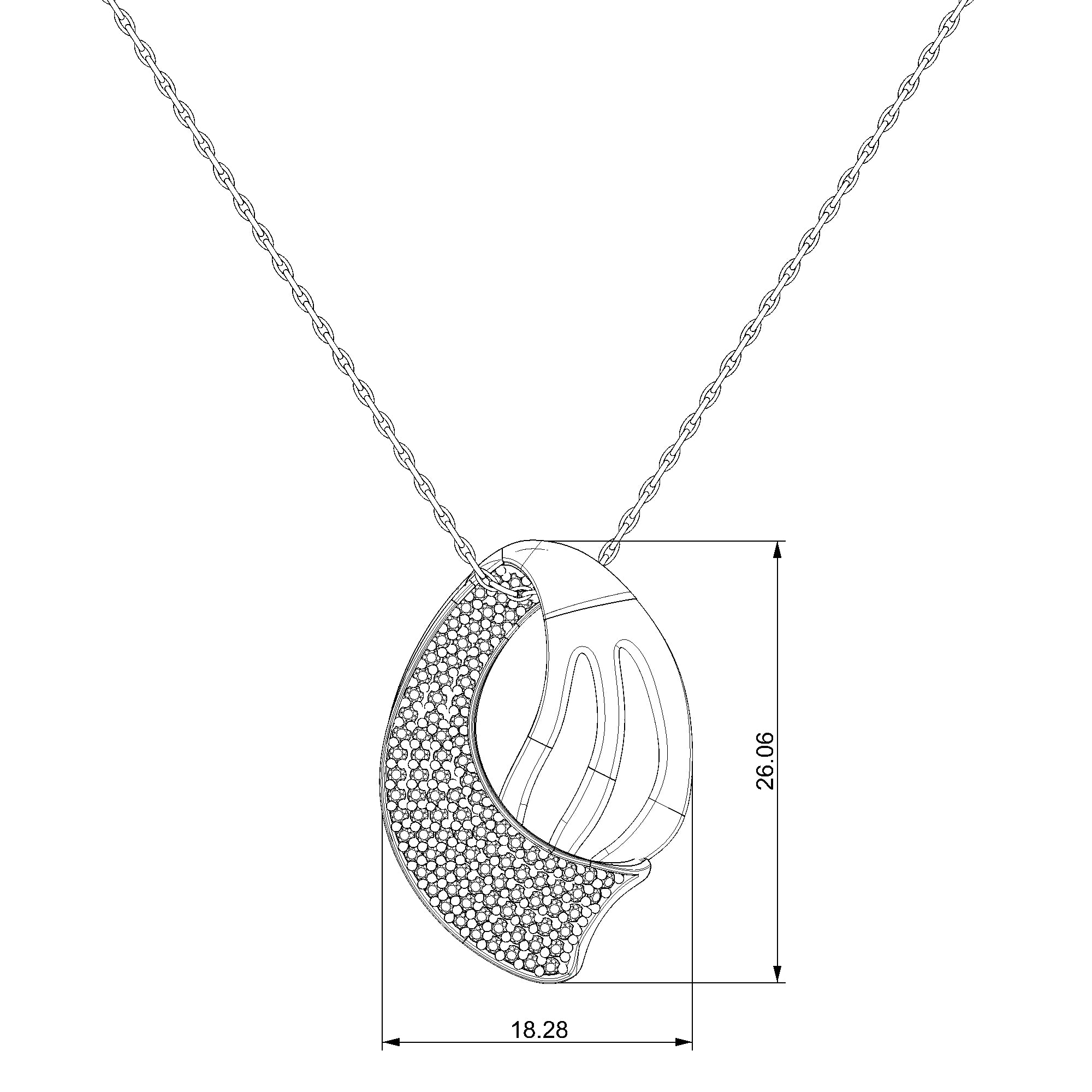 Pargold Solid Gold Crescent Gleam Curve Pendant-Static