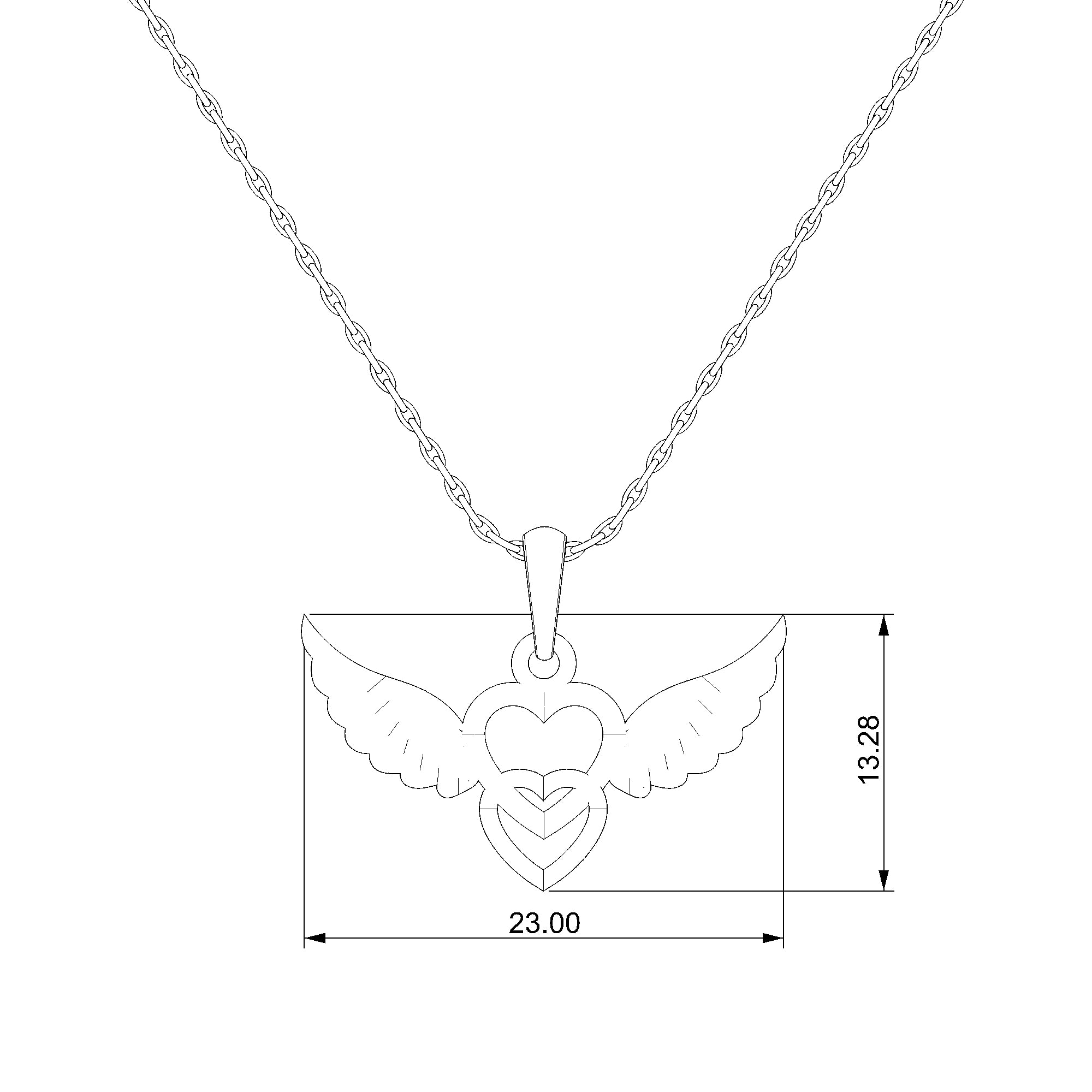 Pargold Solid Gold Elegant Wings of Love Pendant-Static