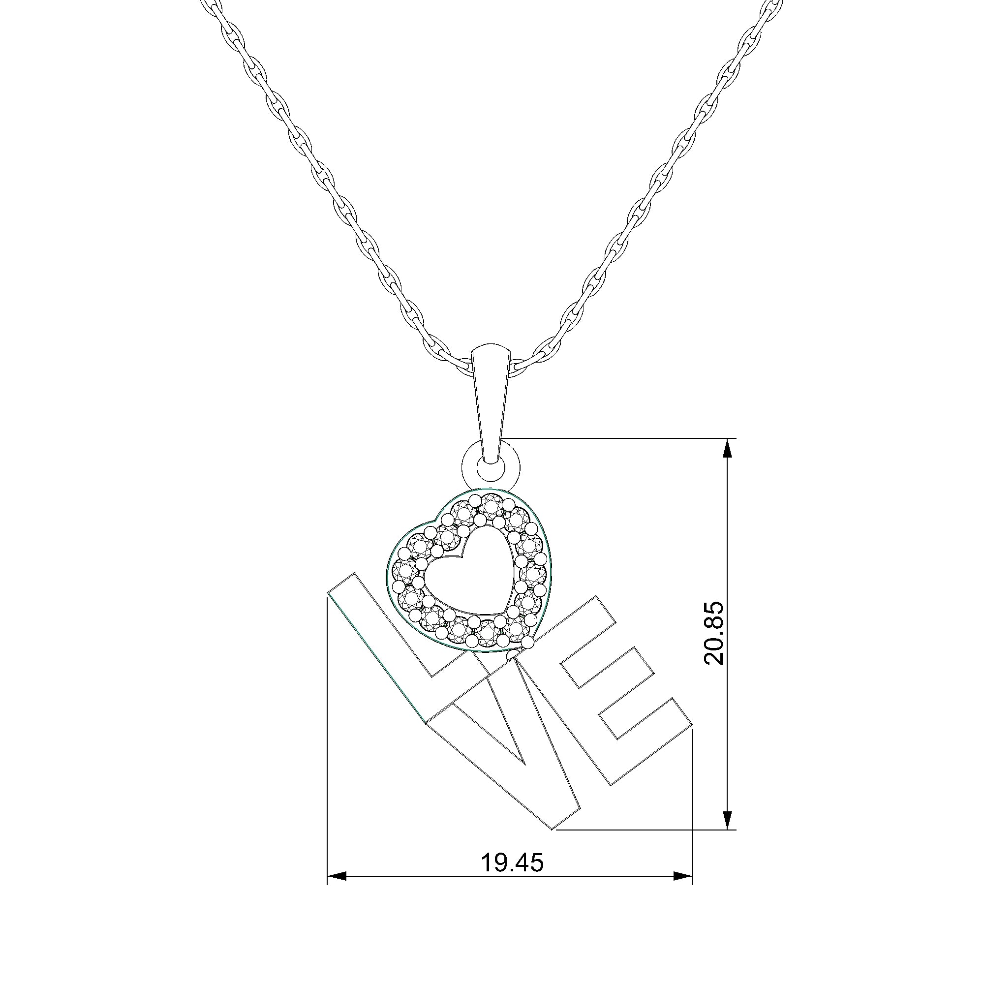 Pargold Solid Gold Enchanting Love Letter Pendant-Static