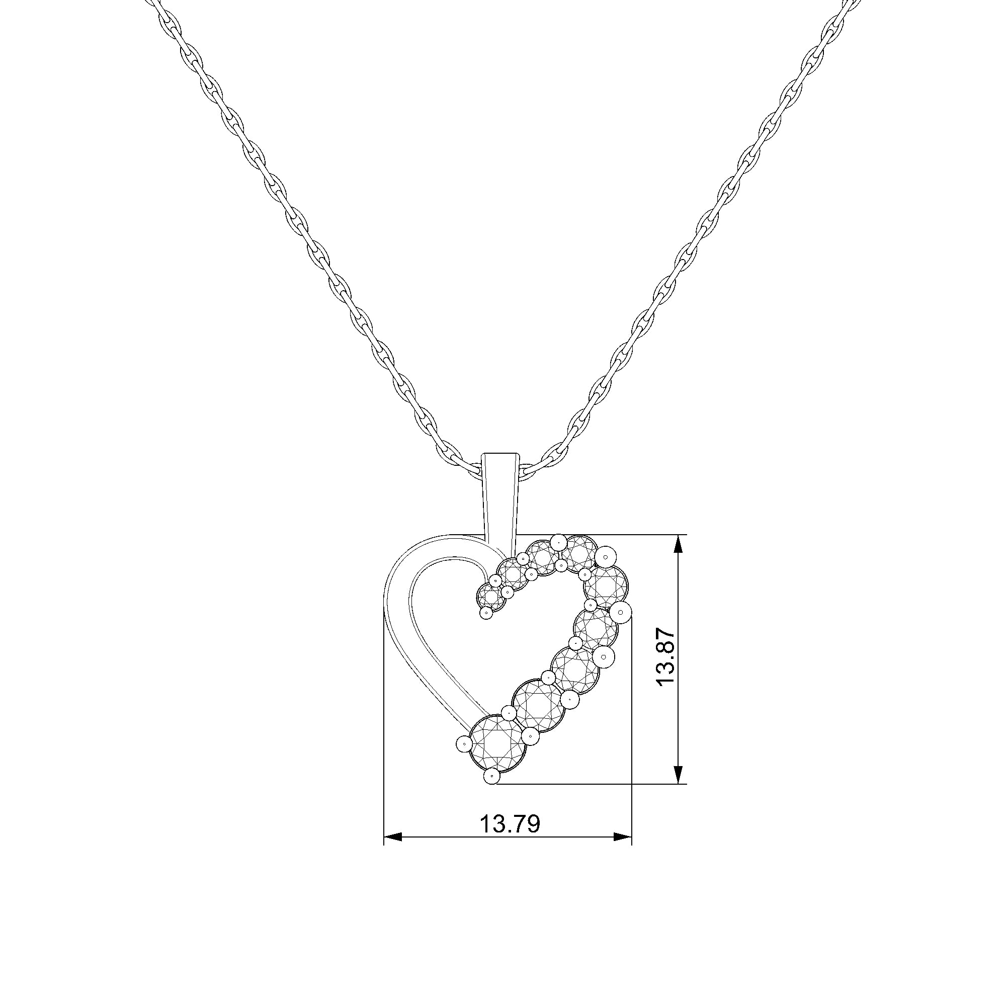 Pargold Solid Gold Asymmetrical Brilliance Heart Pendant-Static