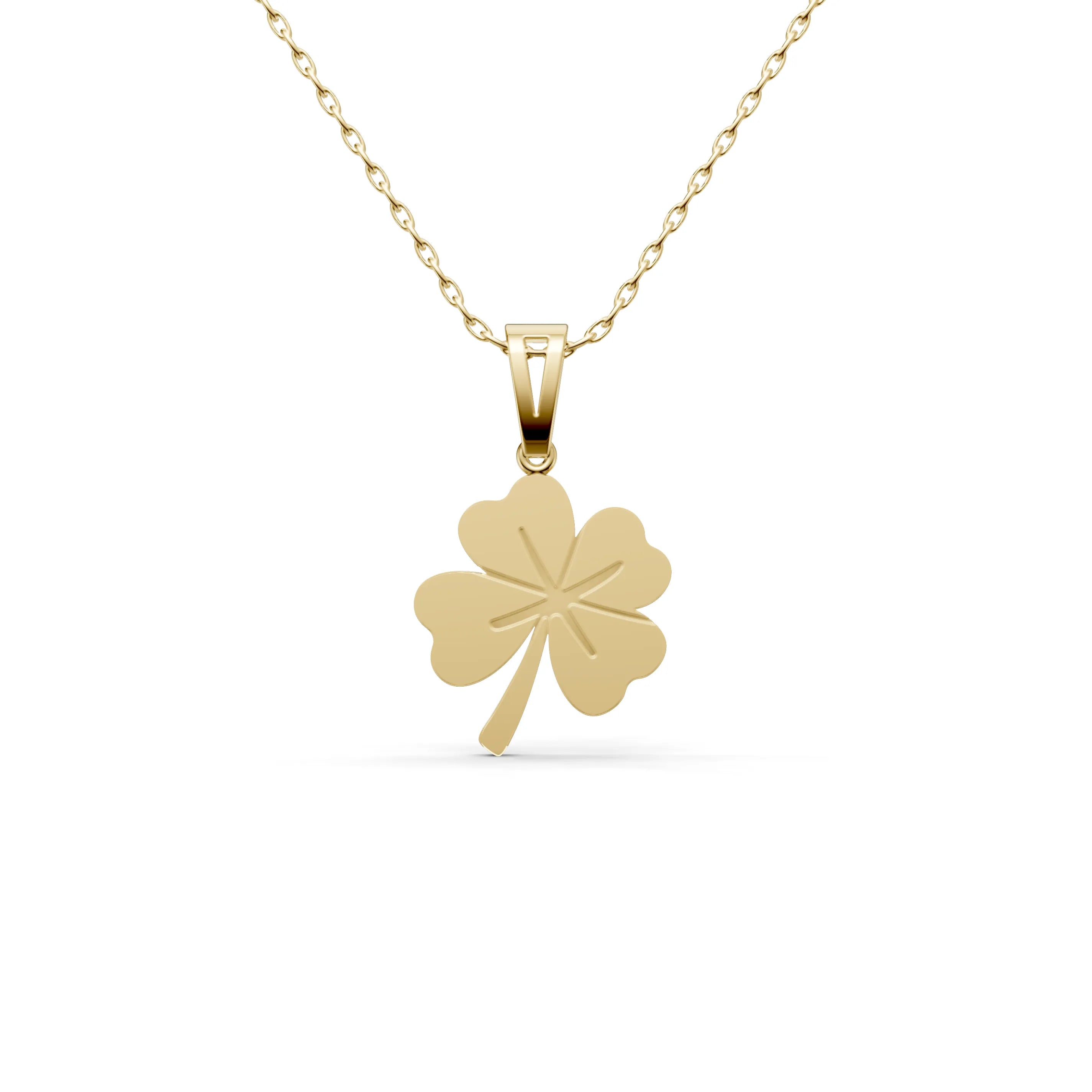 Pargold Solid Gold Four-Leaf Clover Charm Pendant -Gold_Static_Gold