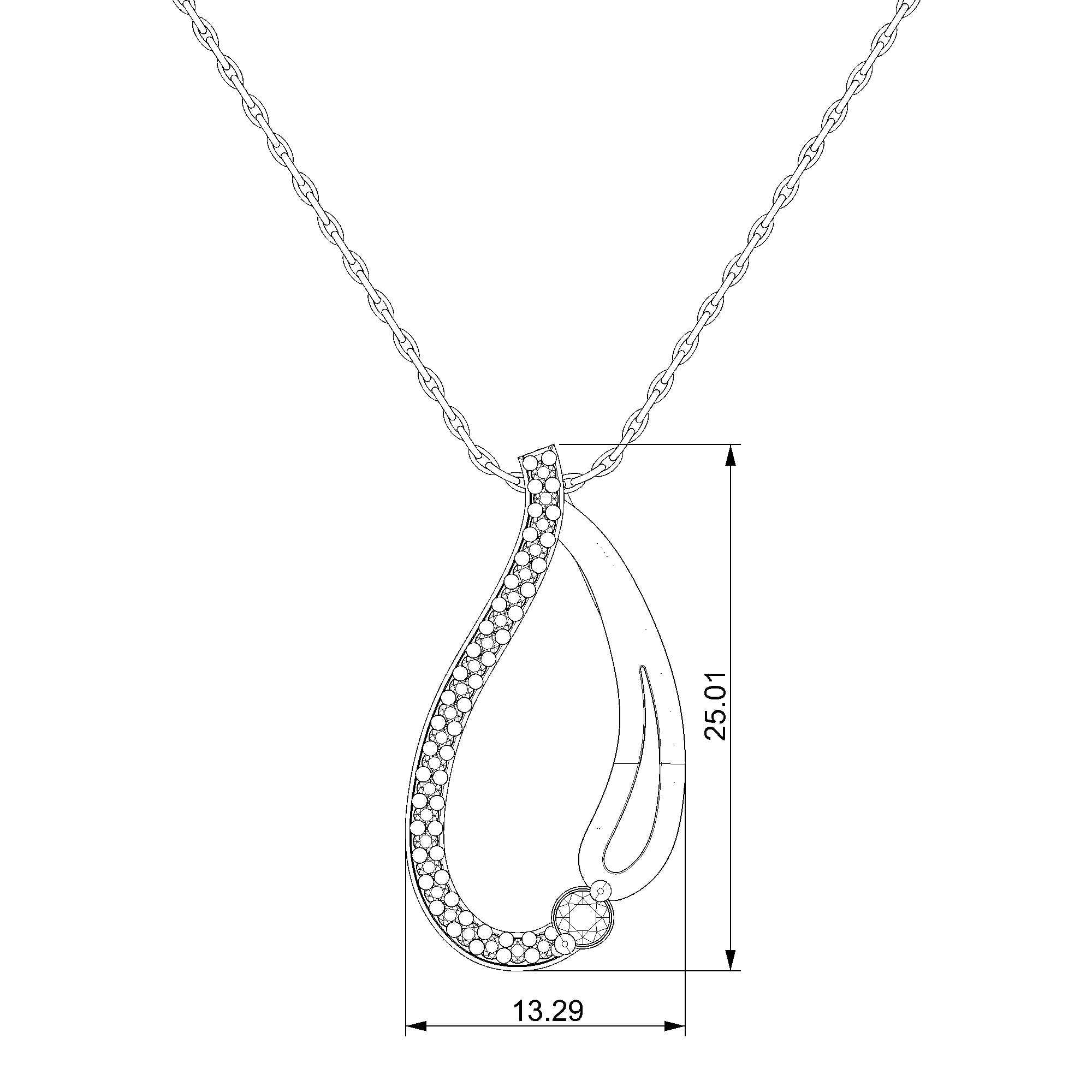 Pargold Solid Gold Elegantly Enchanted Teardrop Necklace-Static