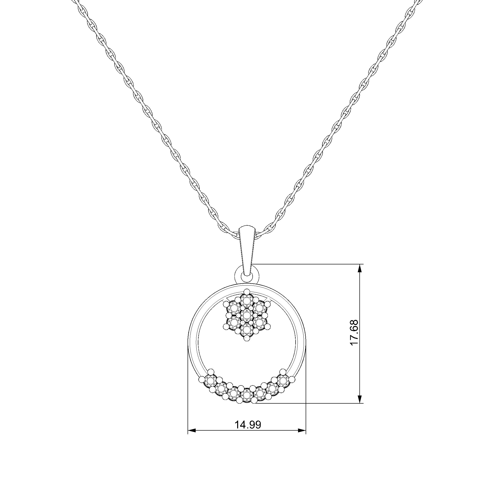 Pargold Solid Gold Crescent Starlight Circle Pendant-Static