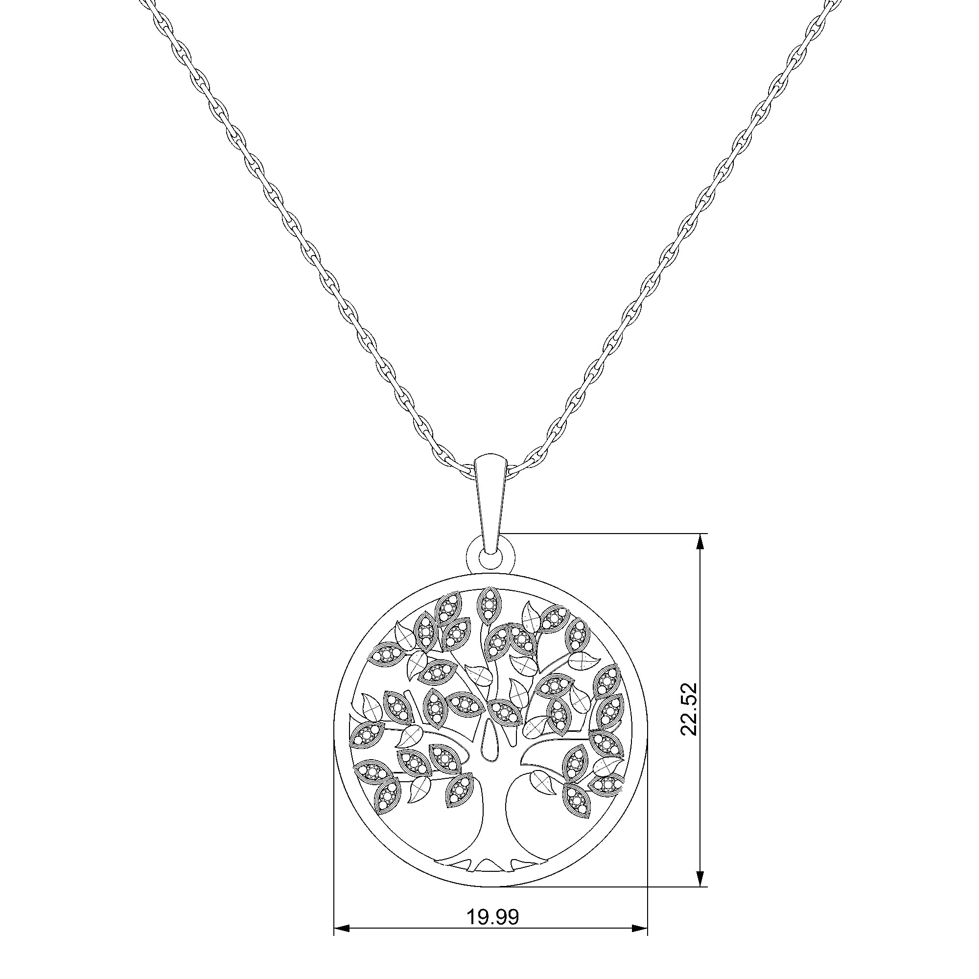 Pargold Solid Gold Tree of Life Radiance Pendant Necklace-Static
