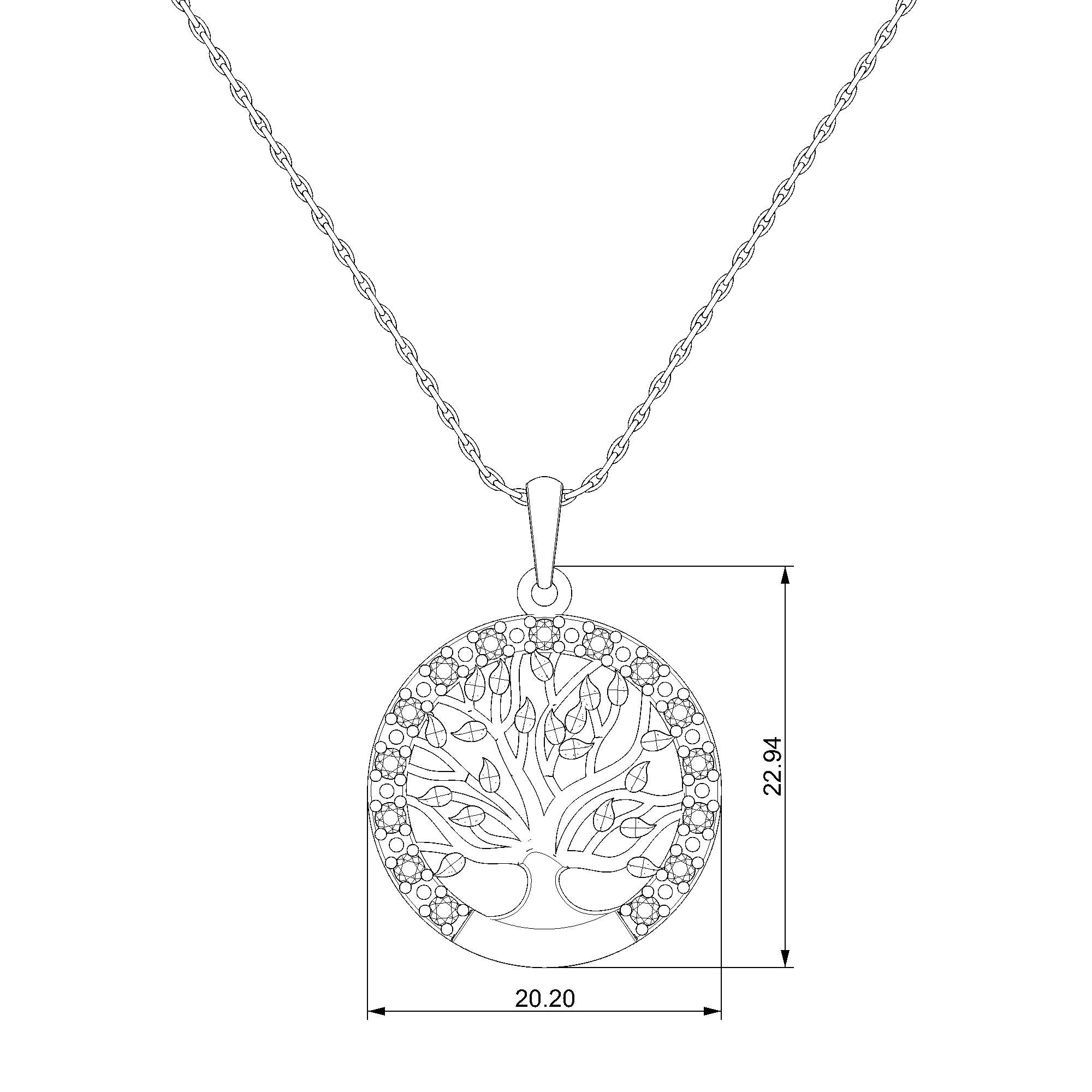 Pargold Solid Gold Tree of Life Golden Grace Pendant Necklace-Static