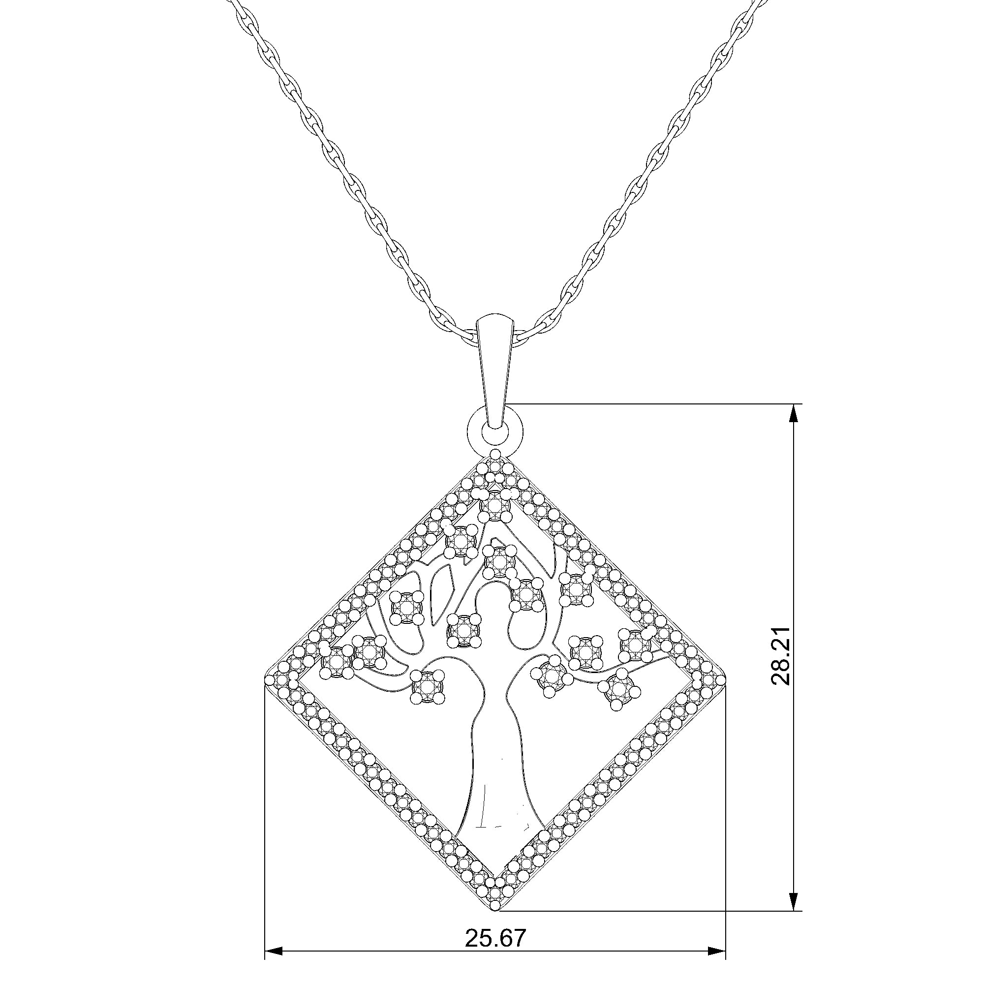 Pargold Solid Gold Geometric Tree of Life Pendant Necklace-Static