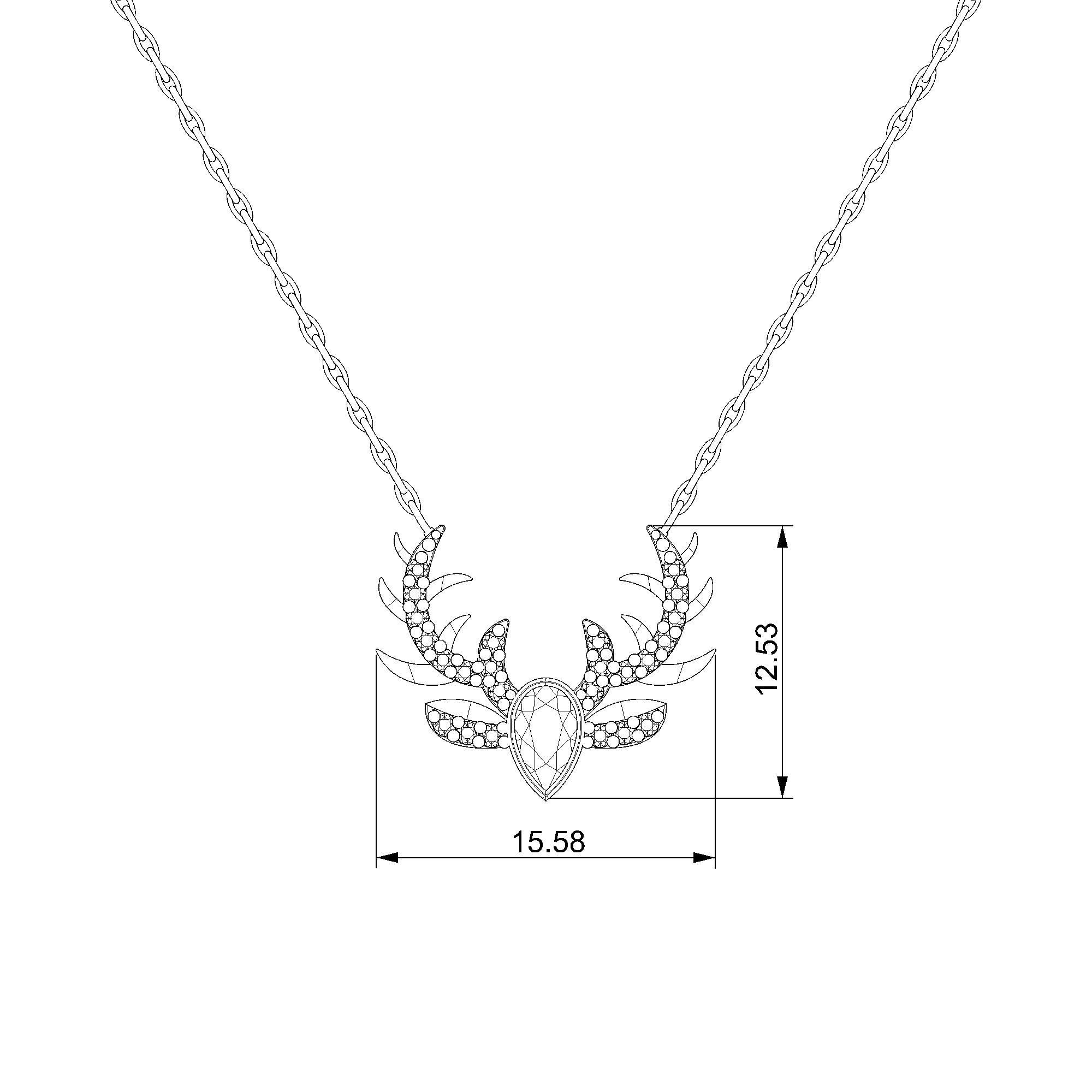Pargold Solid Gold Radiant Antler Emblem Necklace-Static