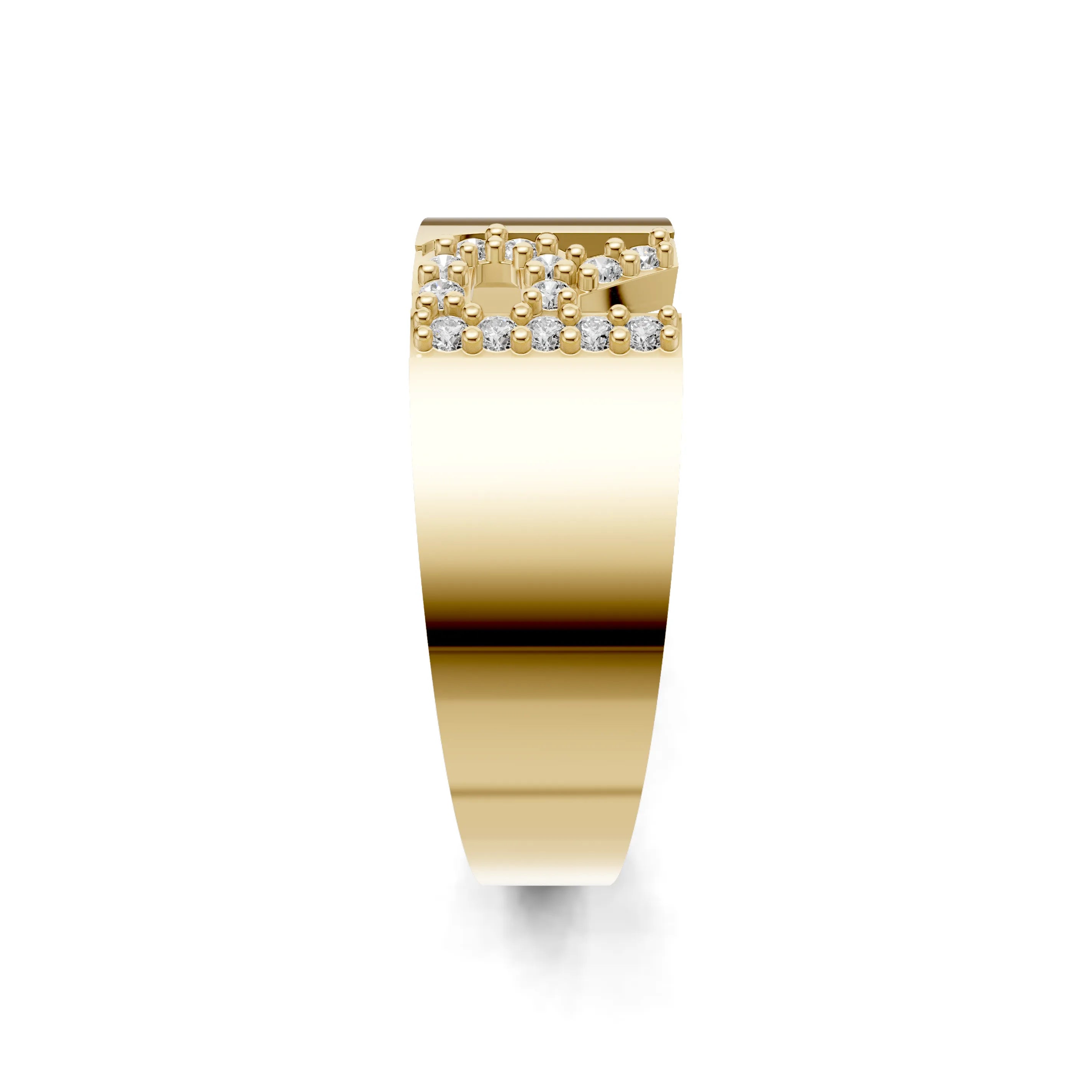 Pargold Solid Gold Refined Initial "R" Gold Signet Ring -Gold_Diamond_Static_Gold