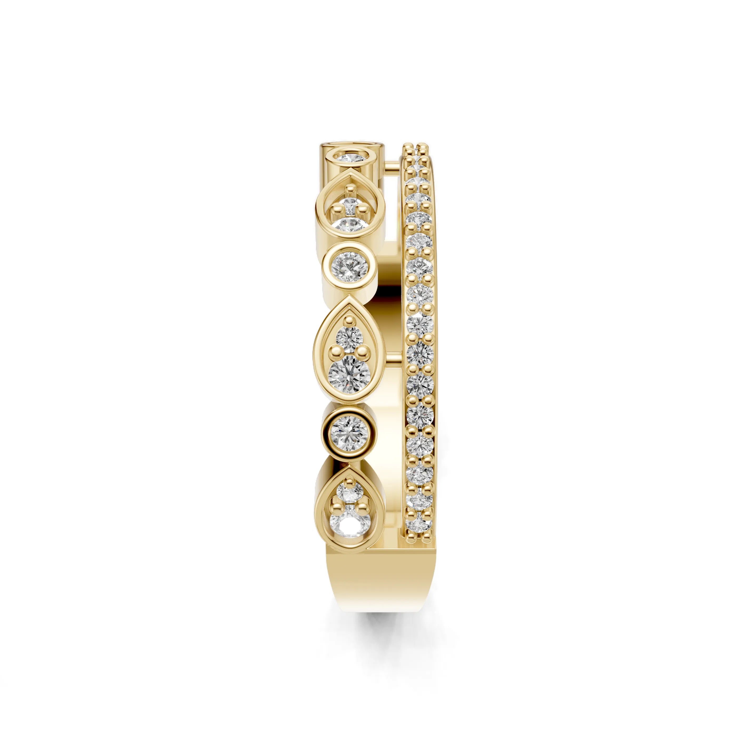 Pargold Solid Gold Ascendant Sparkle Cocktail Ring -Gold_Diamond_Diamond_Static_Gold