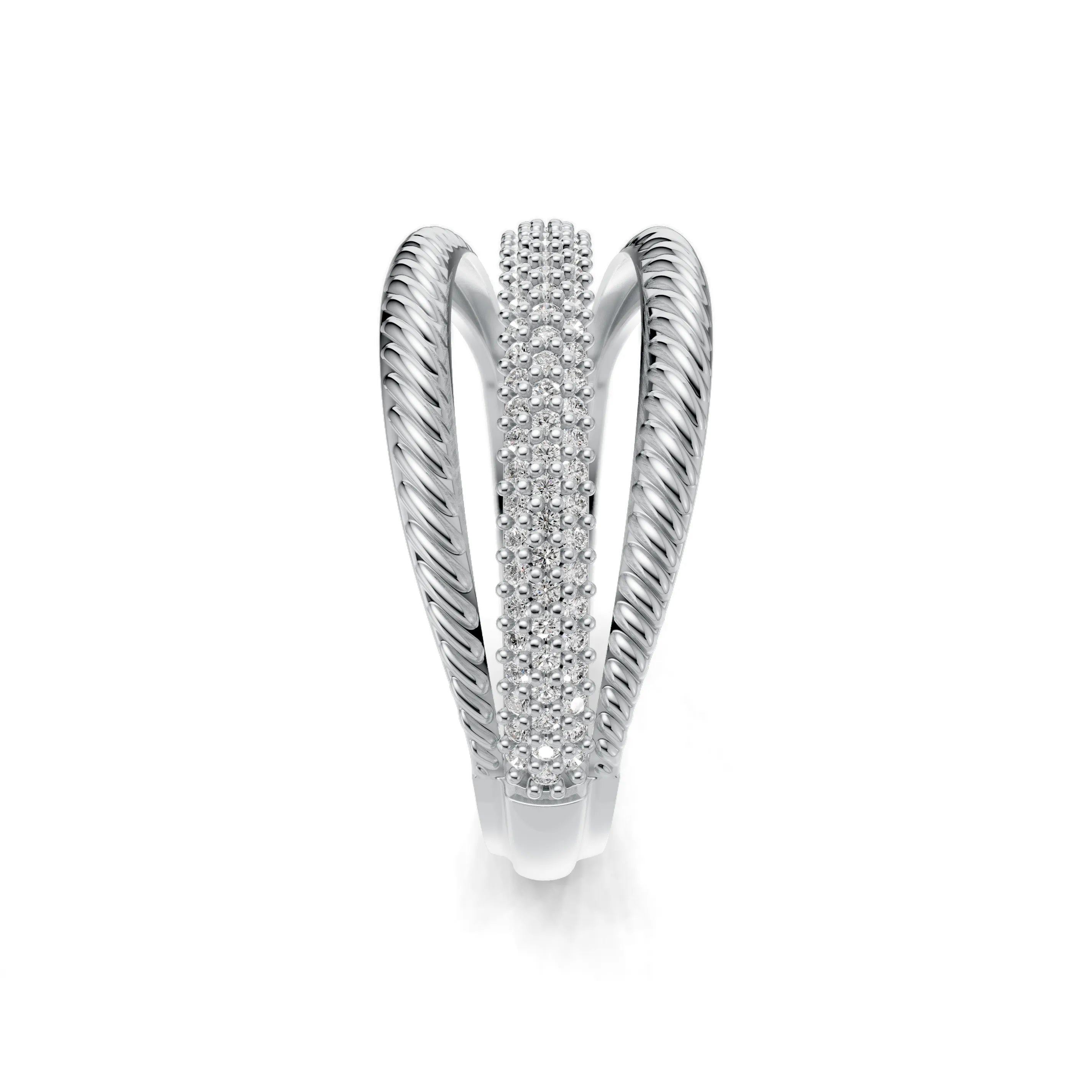 Pargold Solid Gold Twisted Helix Swirl Band -Silver_Diamond_Diamond_Static_Silver