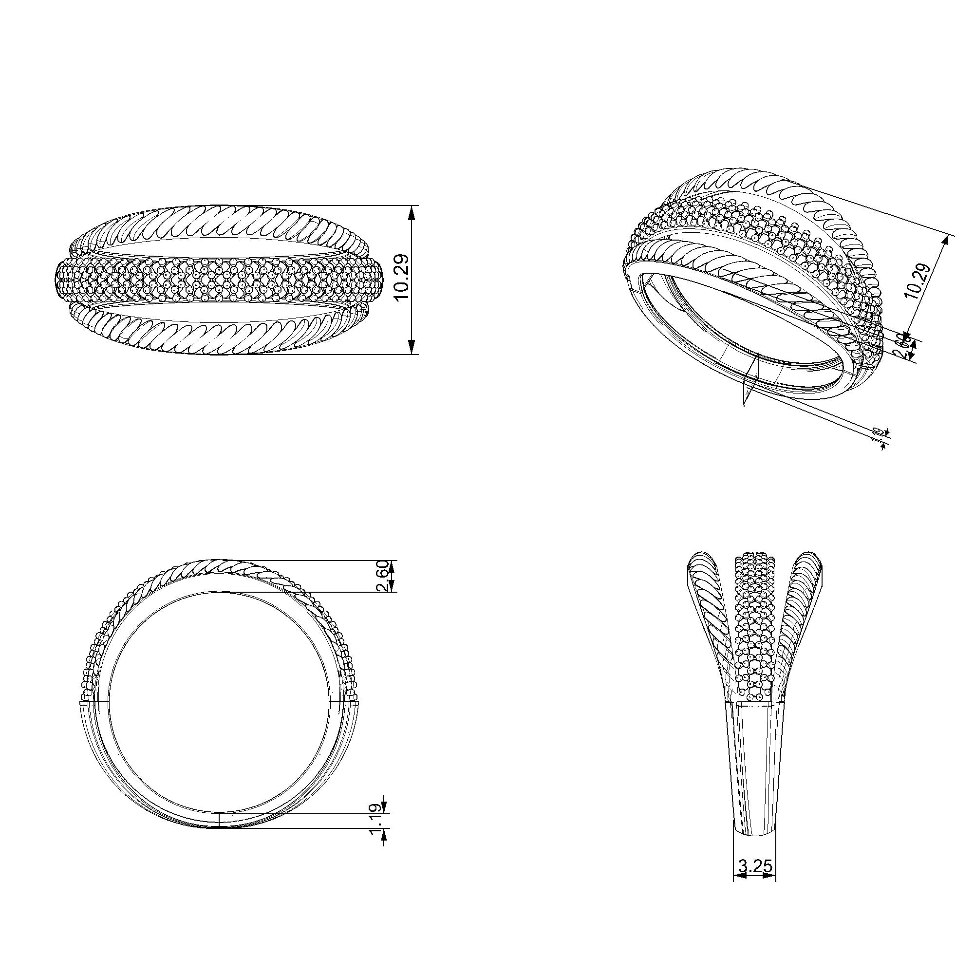 Pargold Solid Gold Twisted Helix Swirl Band-Static