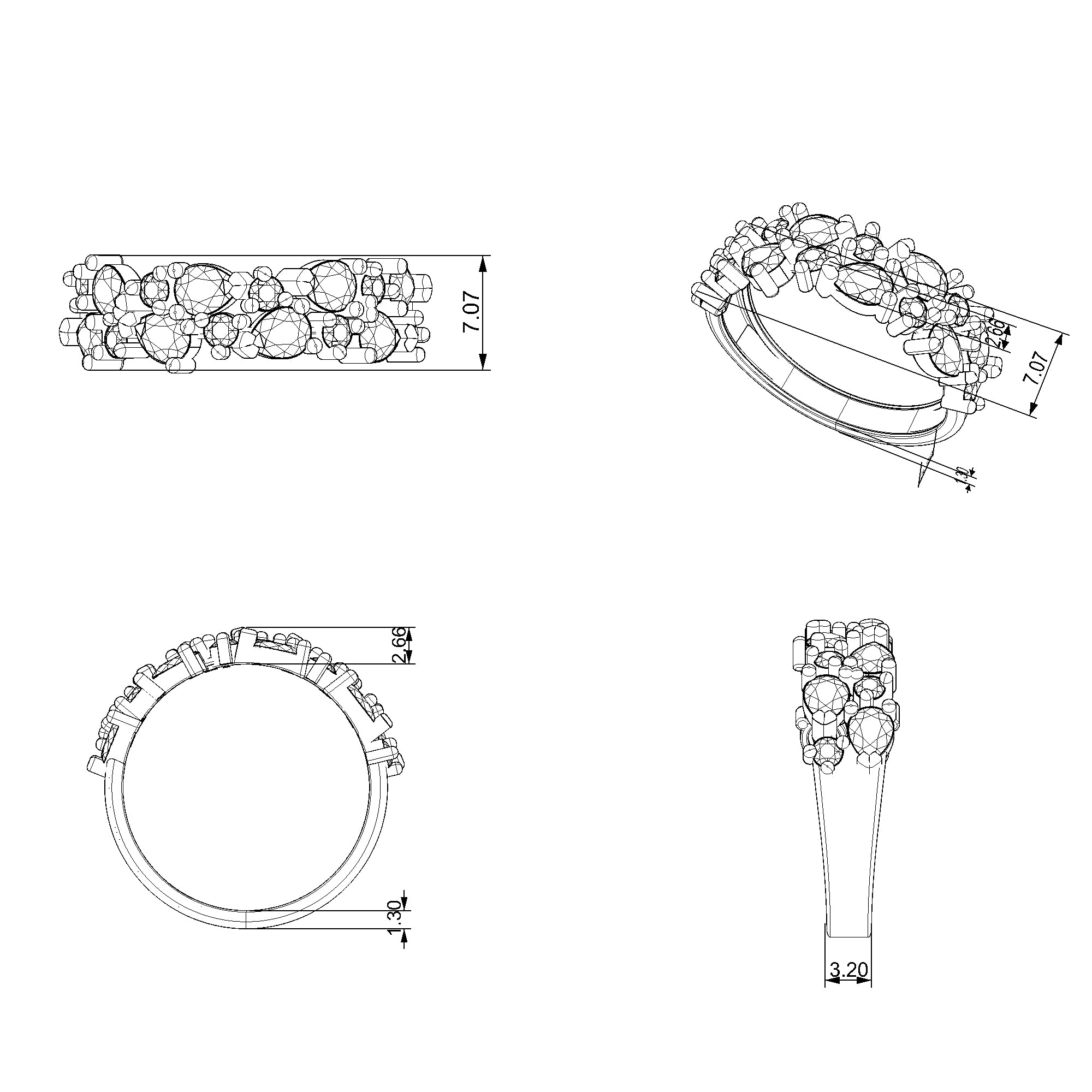Pargold Solid Gold Marquise Mingle Eternity Statement Ring-Static