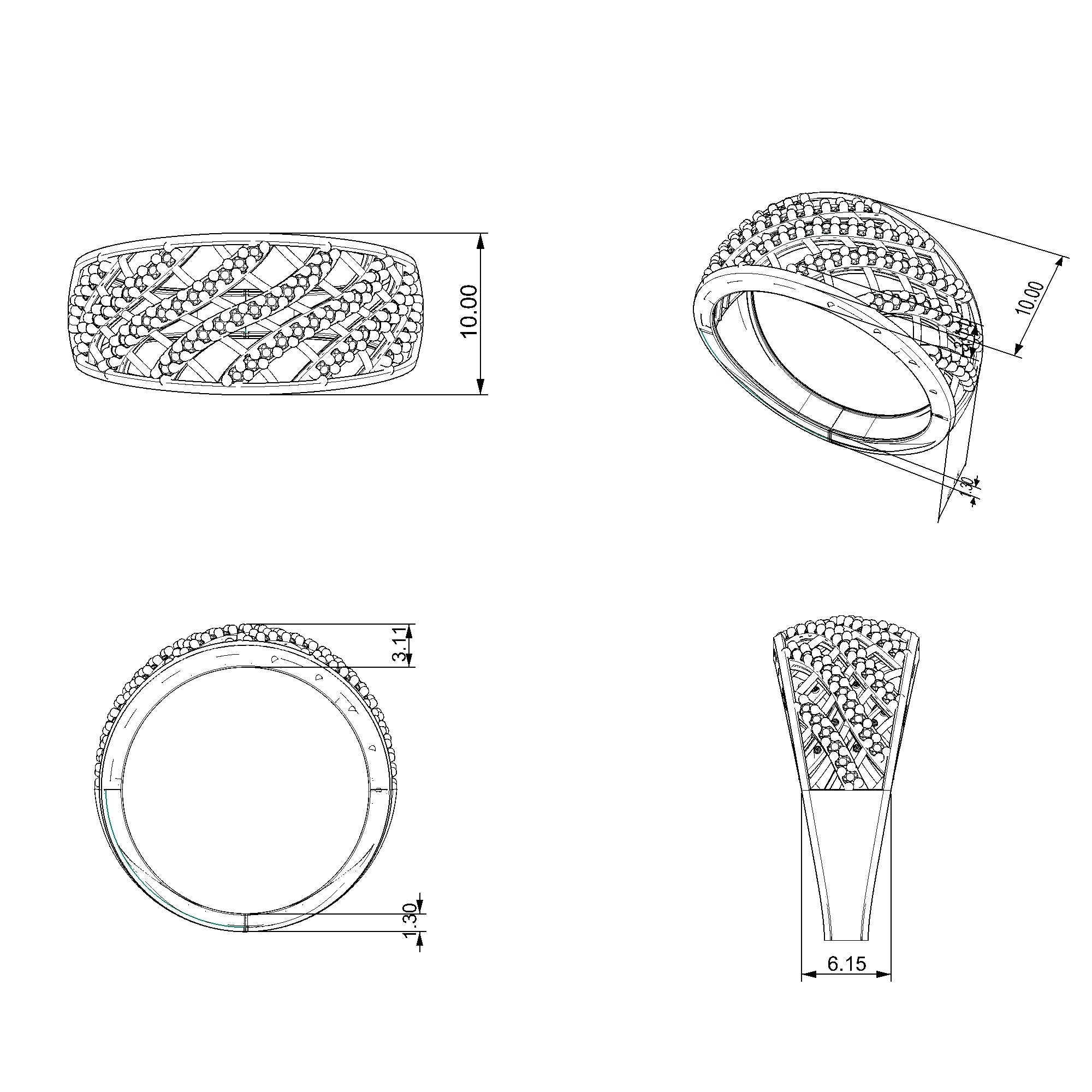 Pargold Solid Gold Dome Array Pave Elegance Ring-Static