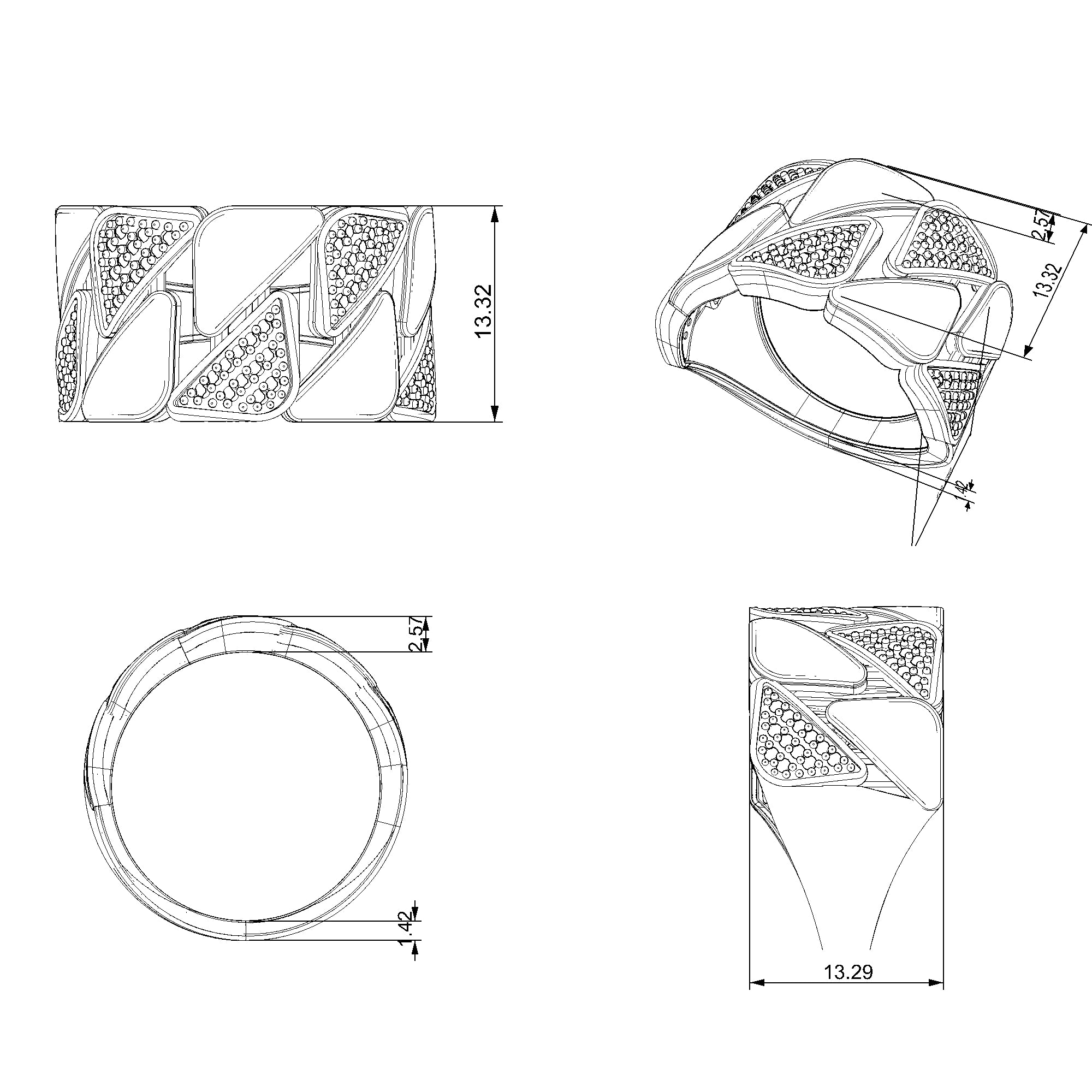 Pargold Solid Gold Serenity Interlace Sparkle Men's Engagement Ring-Static