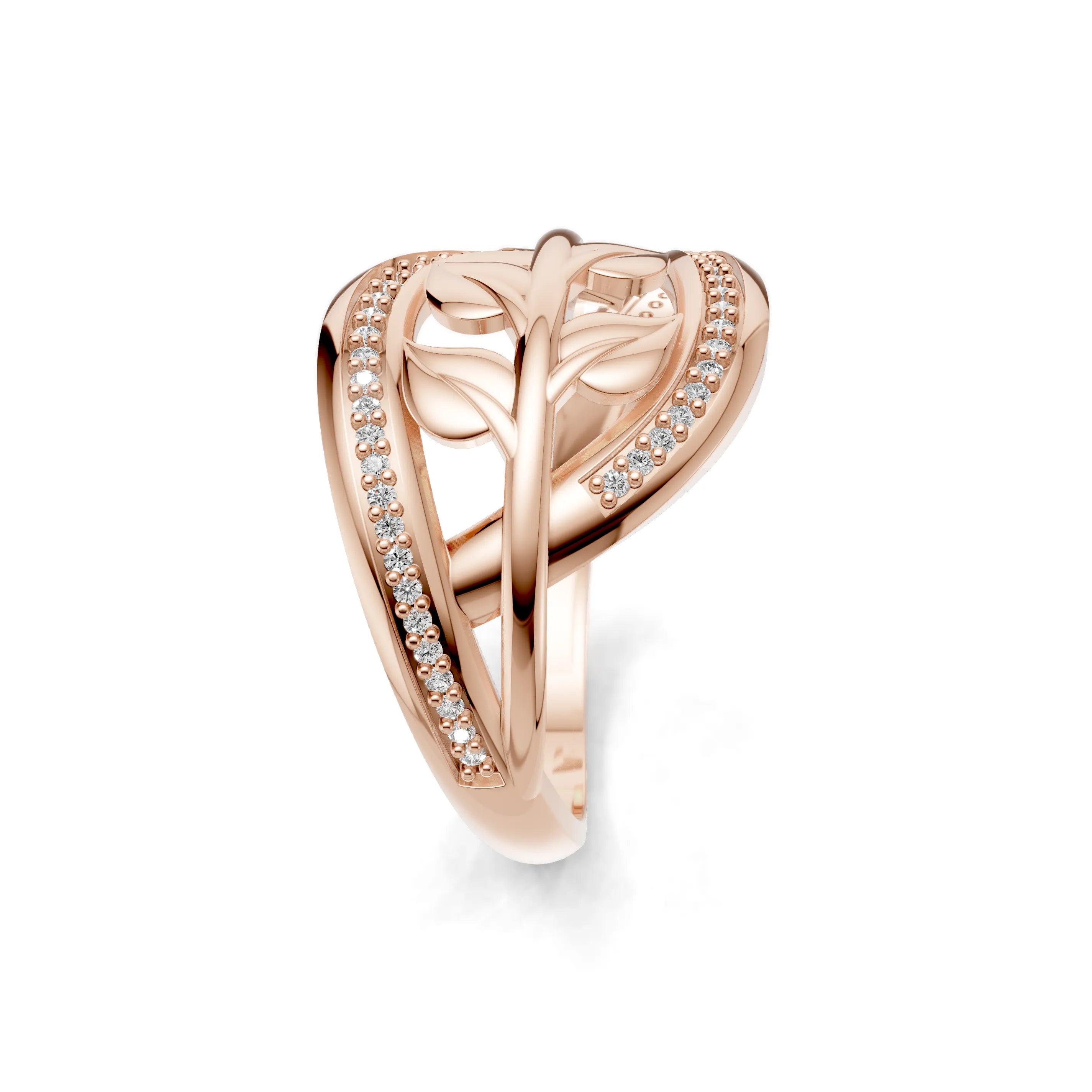 Pargold Solid Gold Verdant Breeze Pave Ring -Rose_Diamond_Diamond_Static_Rose