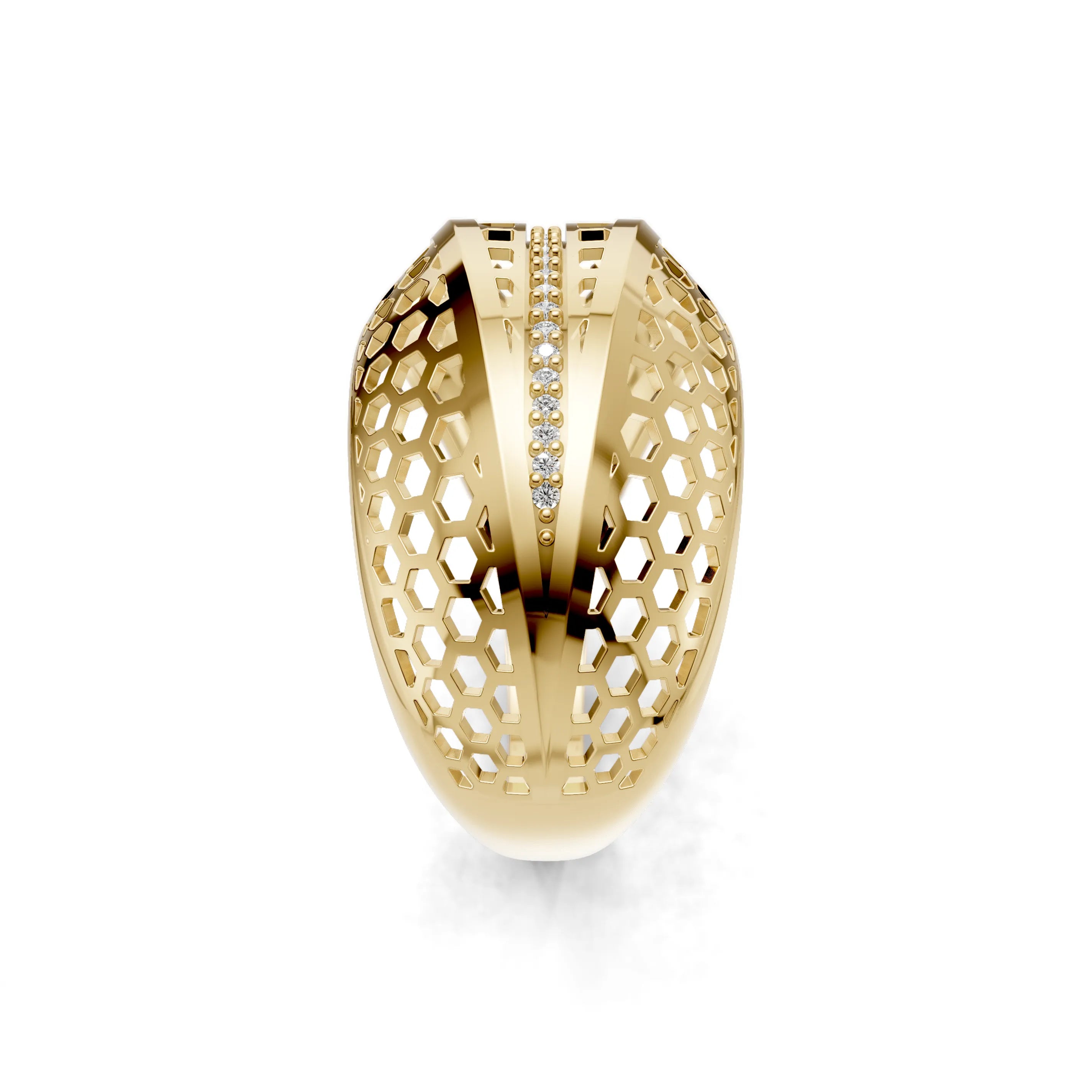 Pargold Solid Gold Honeycomb Sparkle Pave Engagement Band -Gold_Diamond_Diamond_Static_Gold