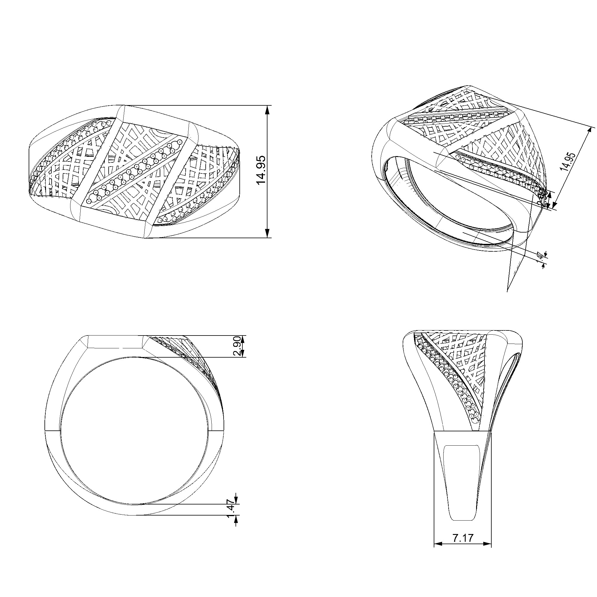 Pargold Solid Gold Architectural Allure Pave Band-Static