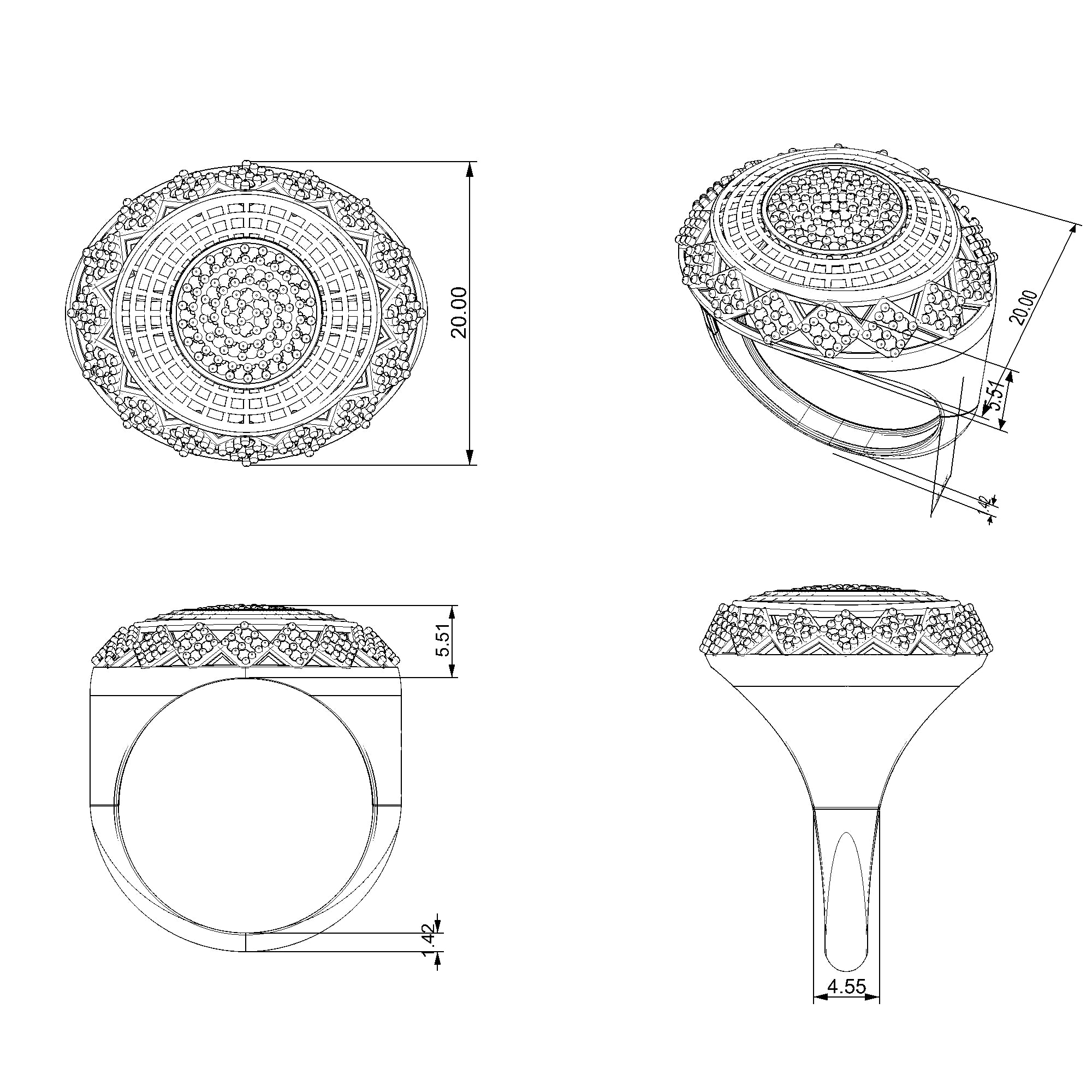 Pargold Solid Gold Radiant Mandala Gemstone Band-Static