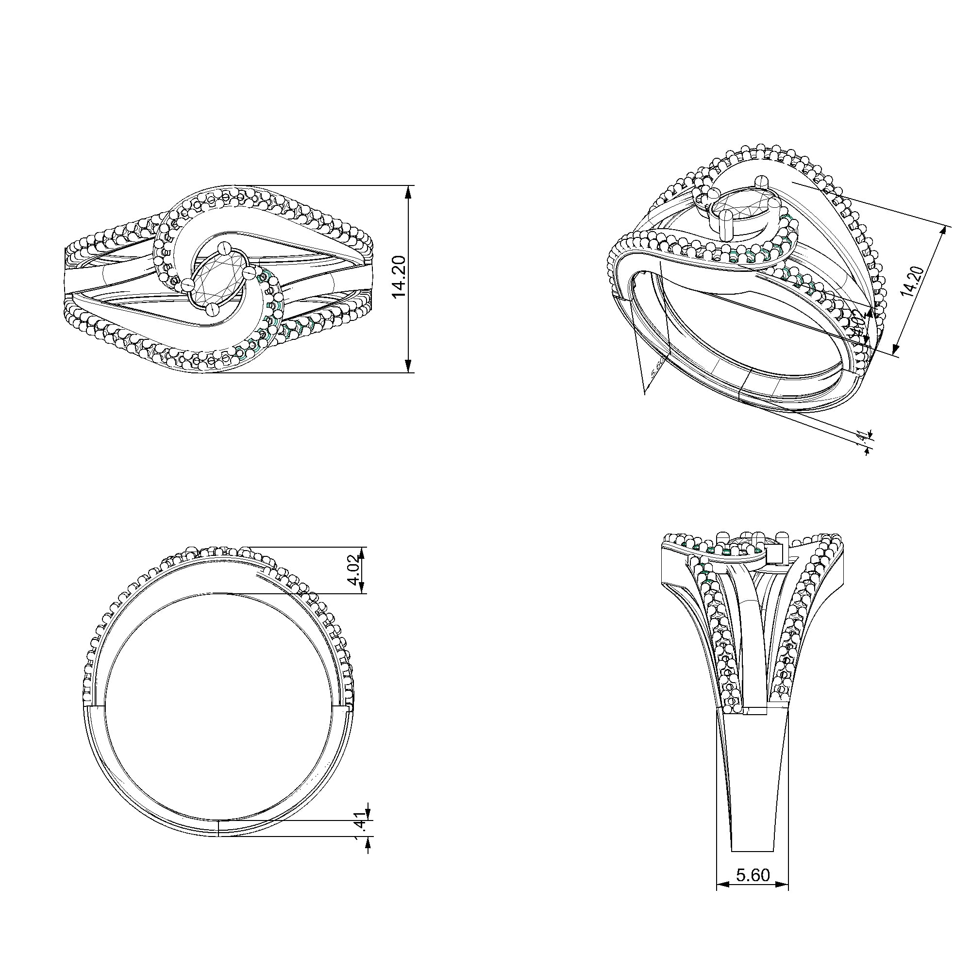 Pargold Solid Gold Spiral Halo Gemstone Ring-Static