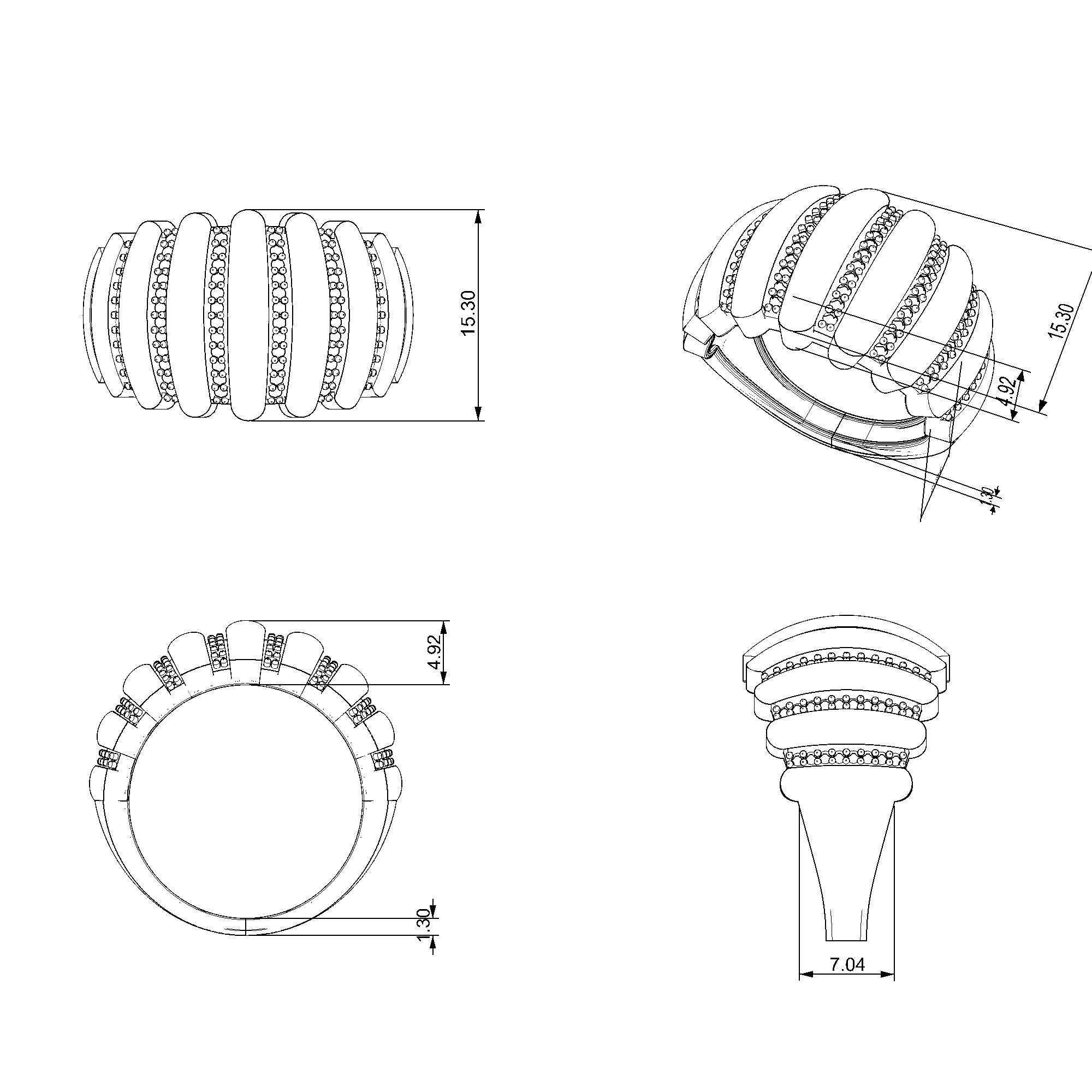Pargold Solid Gold Lumina Parallelle Statement Ring-Static