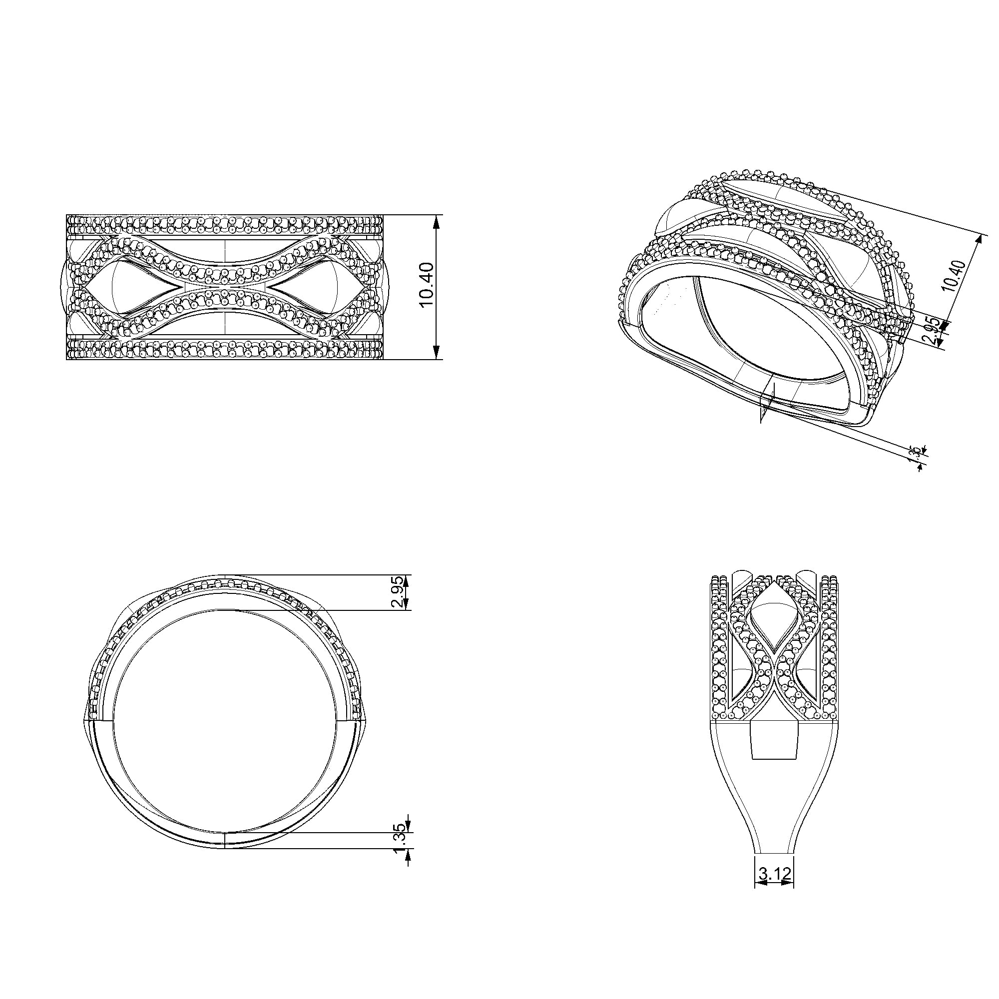 Pargold Solid Gold Eternal Weave Flux Ring-Static