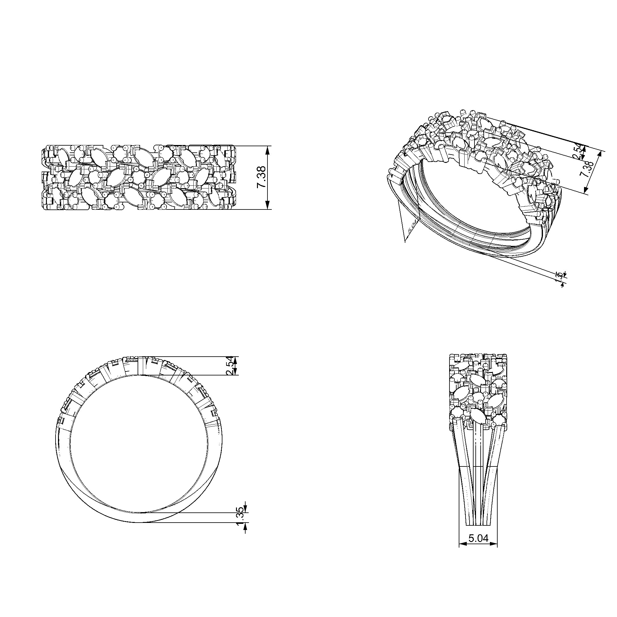 Pargold Solid Gold Eclat Marquise Mosaic Ring-Static