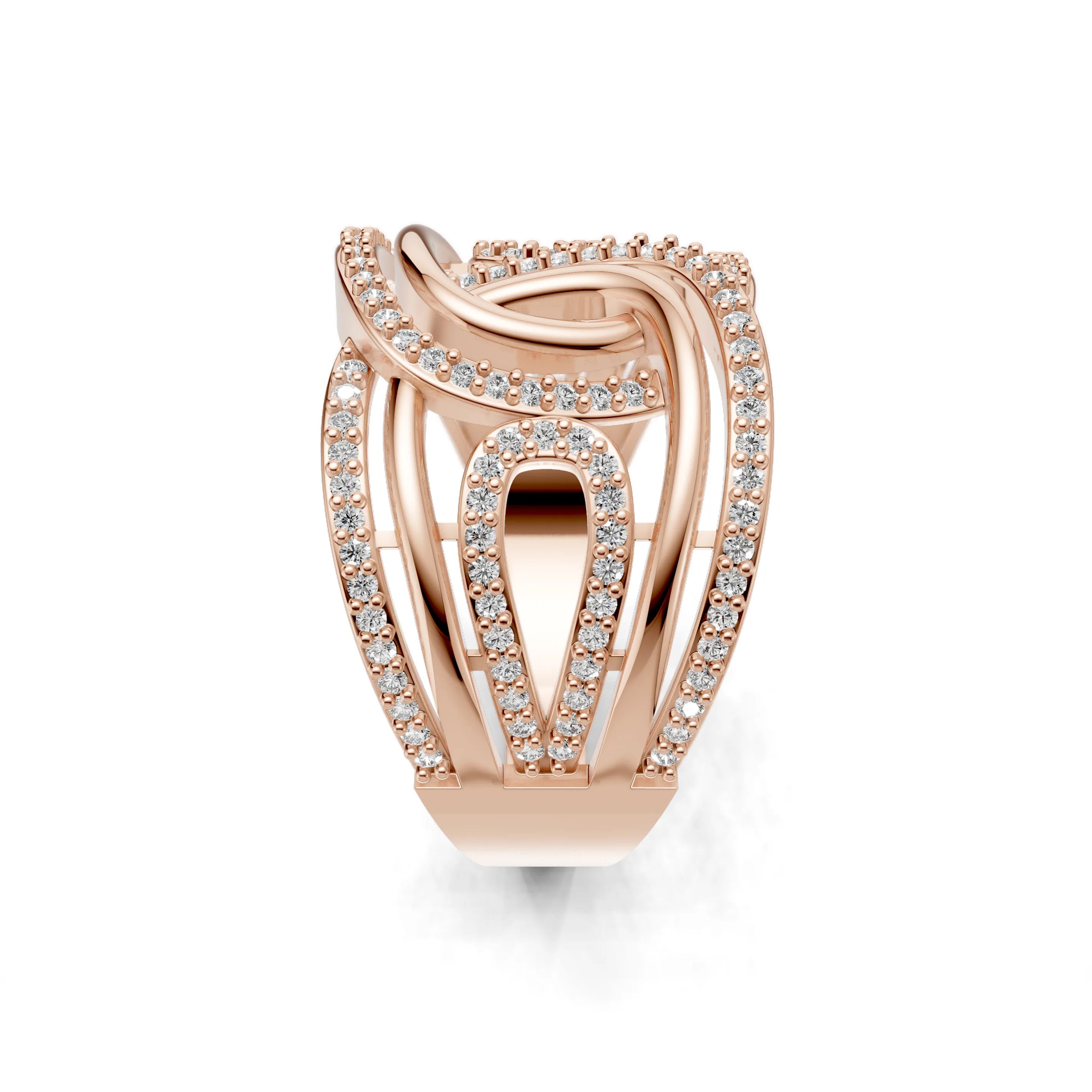 Pargold Solid Gold Infinity Dome Pave Ring -Rose_Diamond_Diamond_Static_Rose