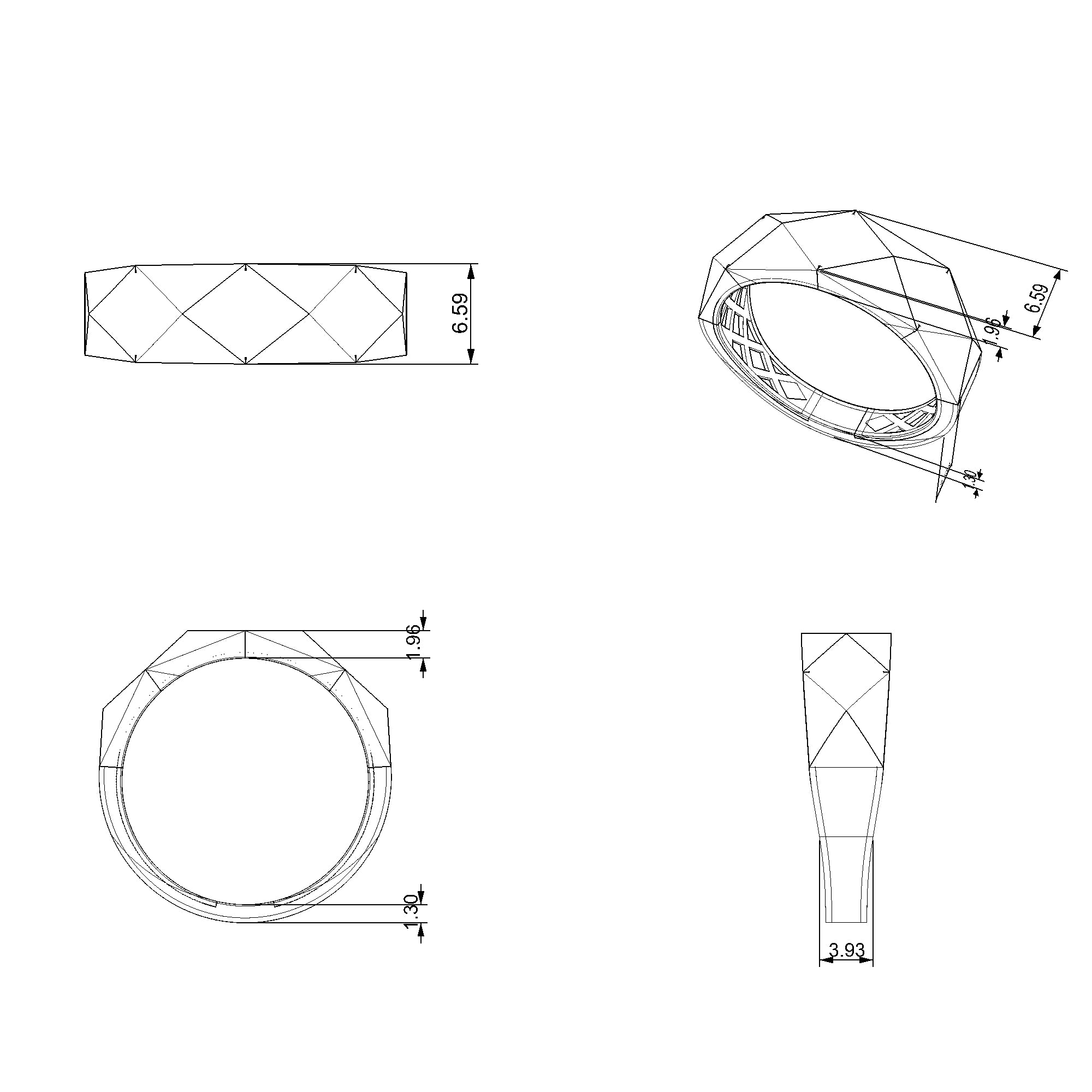 Pargold Solid Gold Avant-Garde Facet Ring-Static