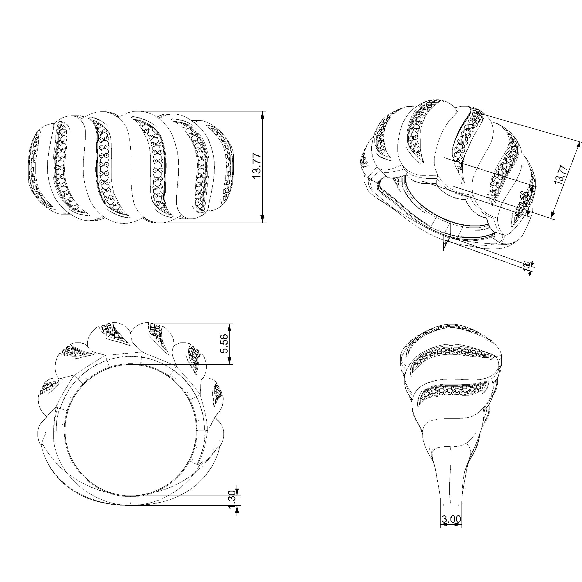 Pargold Solid Gold Golden Helix Sparkle Band-Static