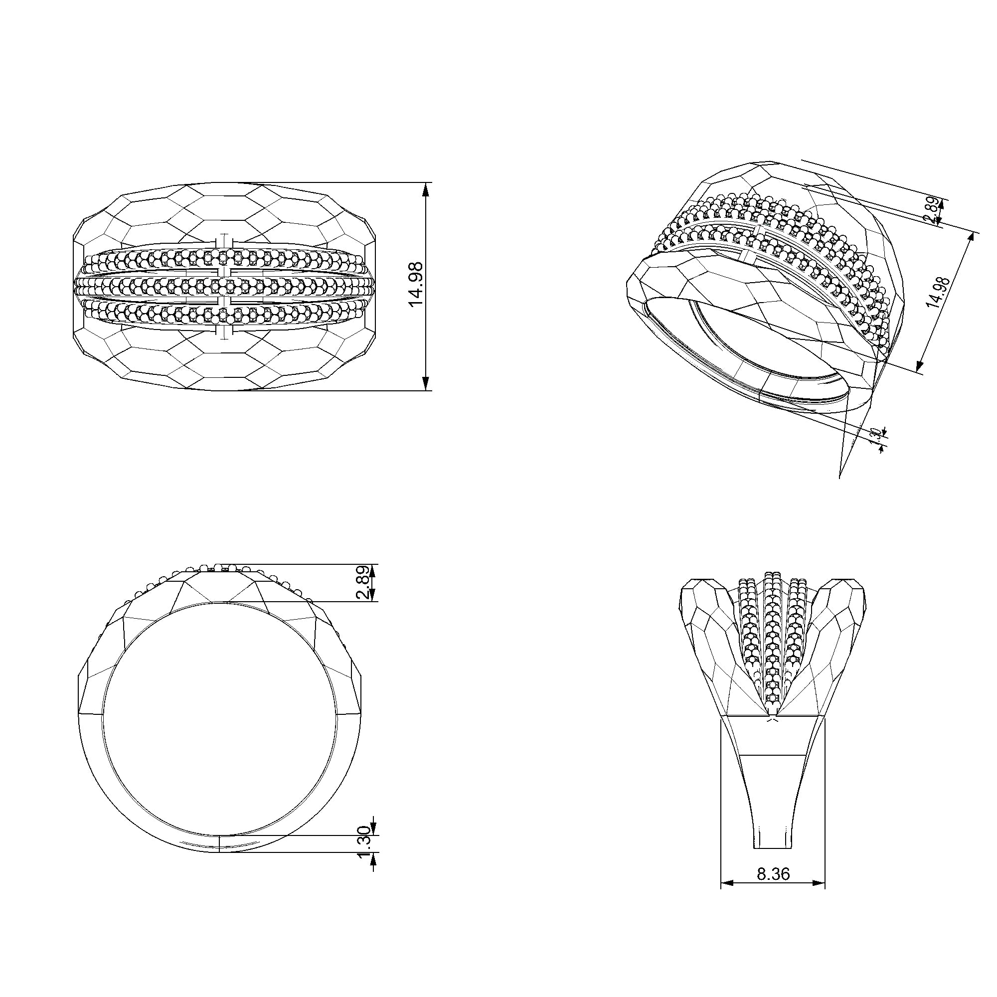 Pargold Solid Gold Golden Cascade Crest Ring-Static