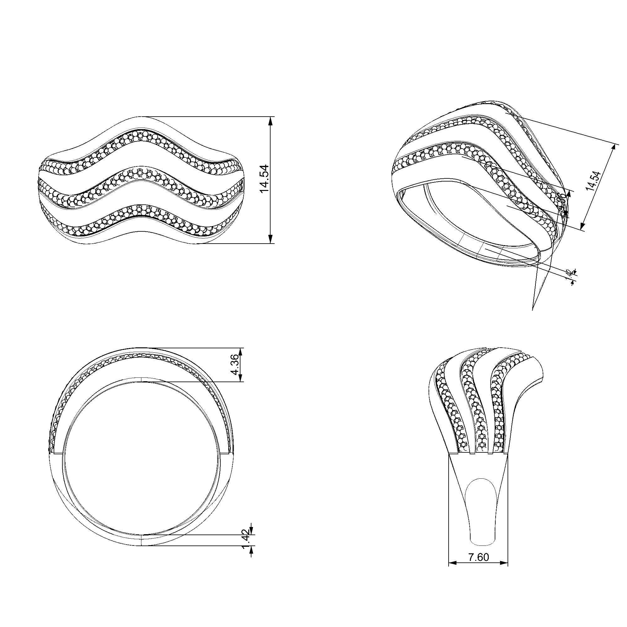 Pargold Solid Gold Sweeping Harmony Crossover Ring-Static