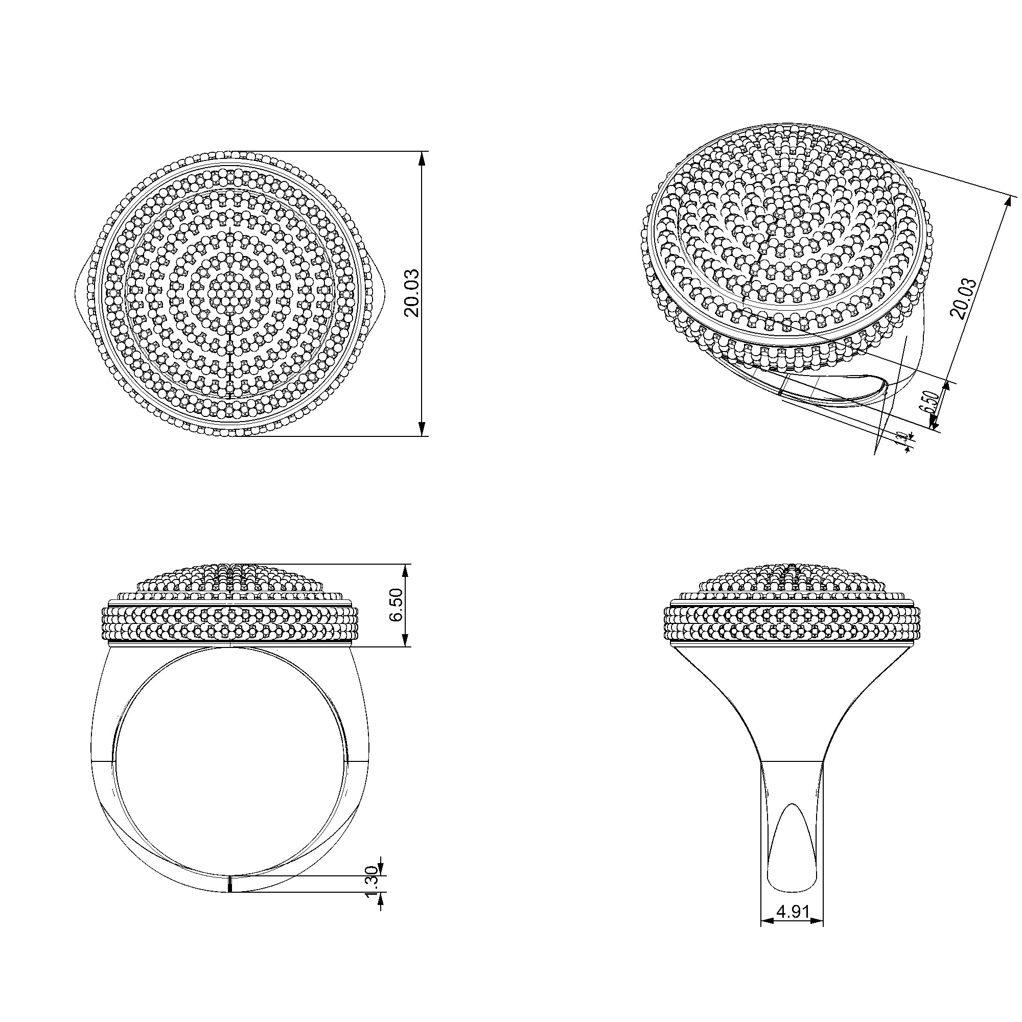 Pargold Solid Gold Gemstone Cascade Halo Ring-Static