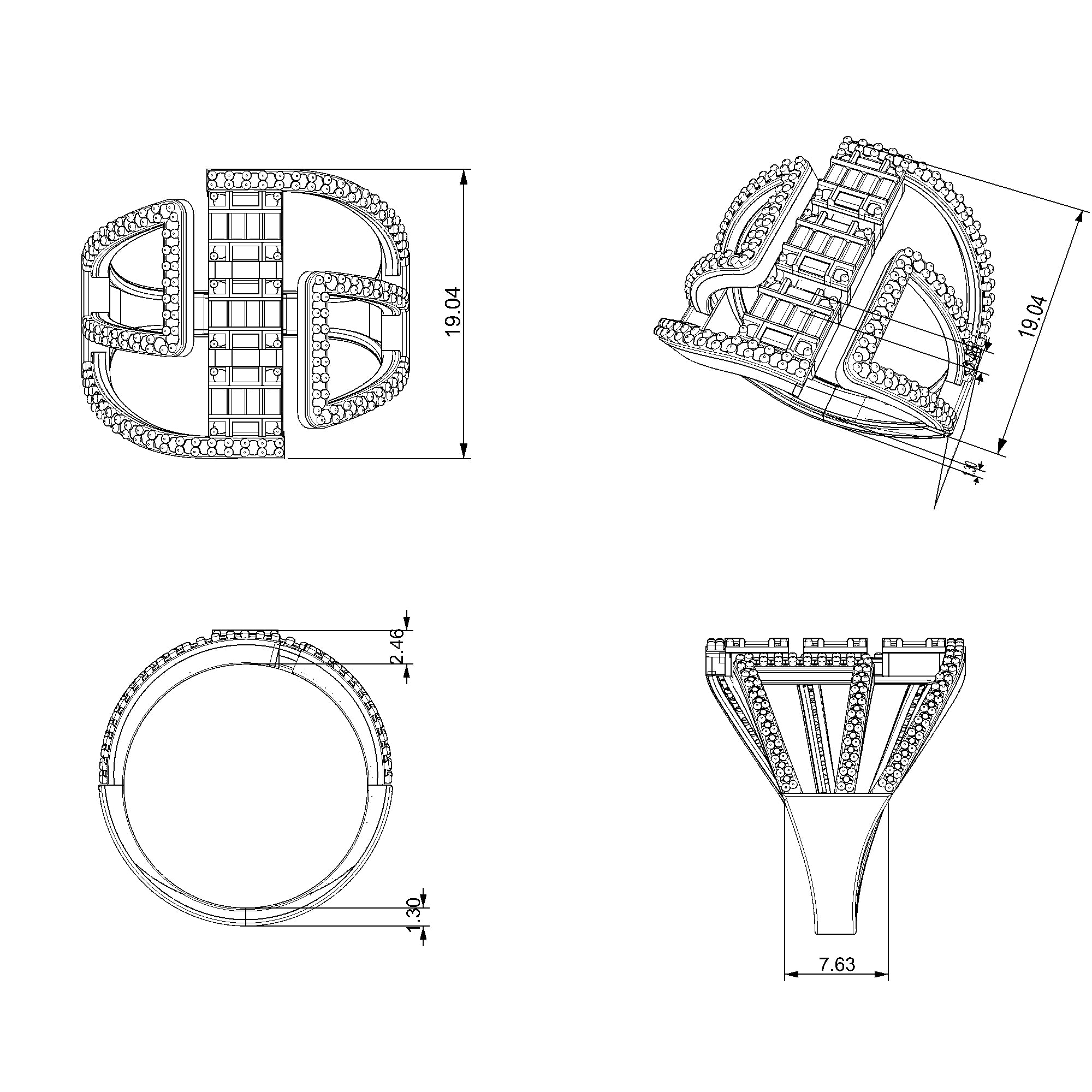 Pargold Solid Gold Geometric Allure Gemstone Ring-Static