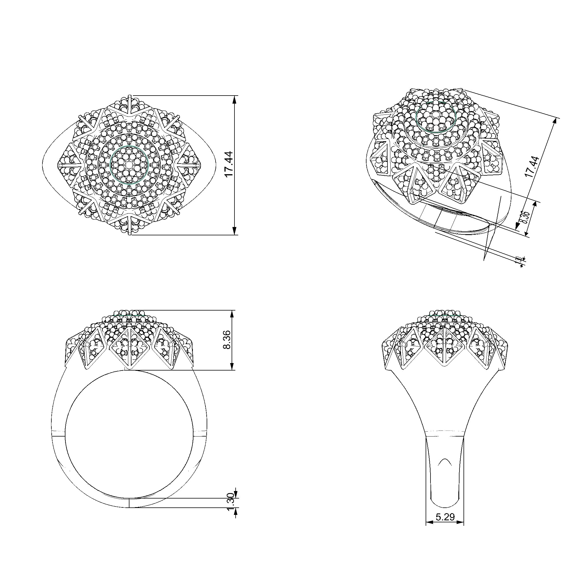 Pargold Solid Gold Sovereign Apex Gemstone Ring-Static