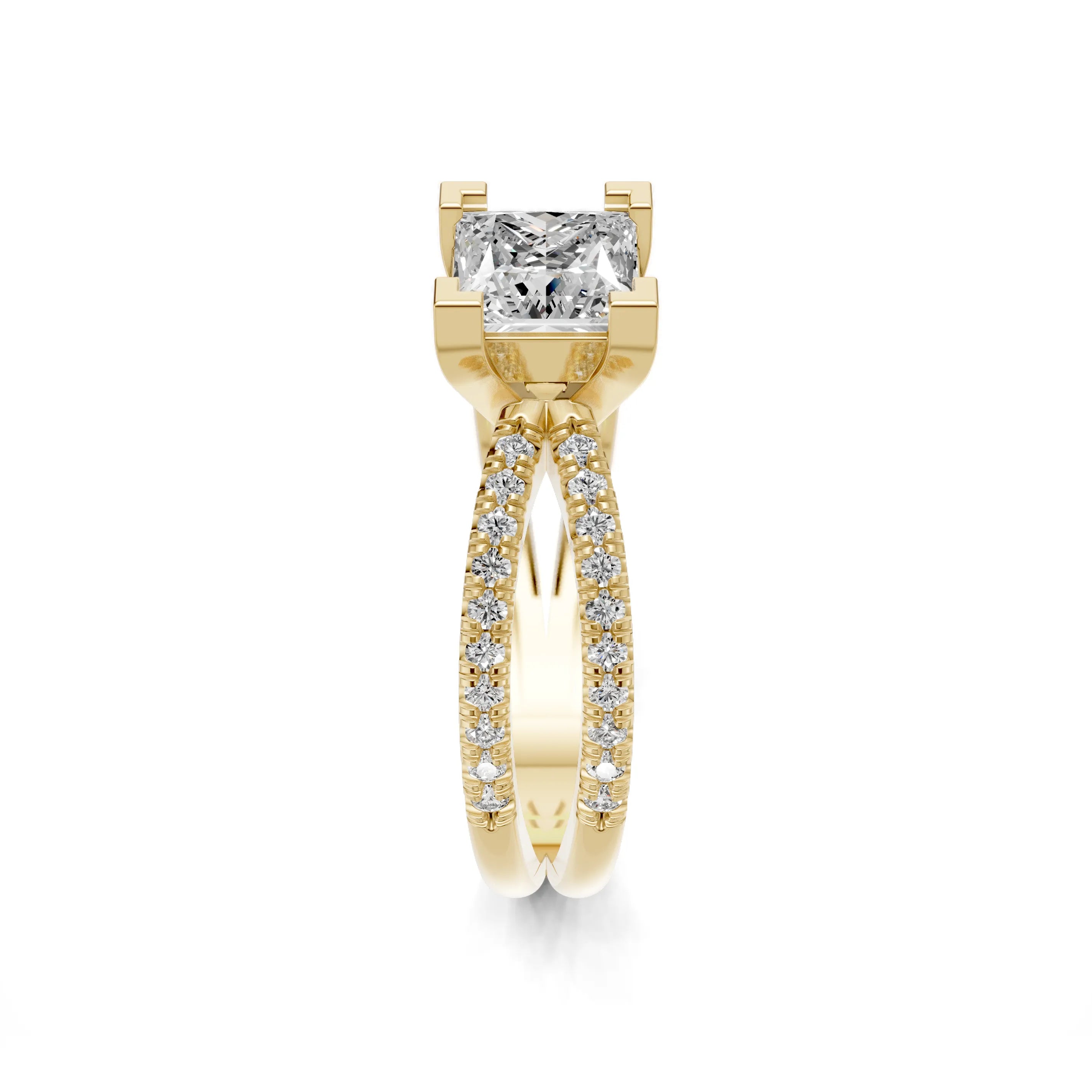 Pargold Solid Gold Princess Radiance Pave Ring -Gold_Diamond_Diamond_Static_Gold