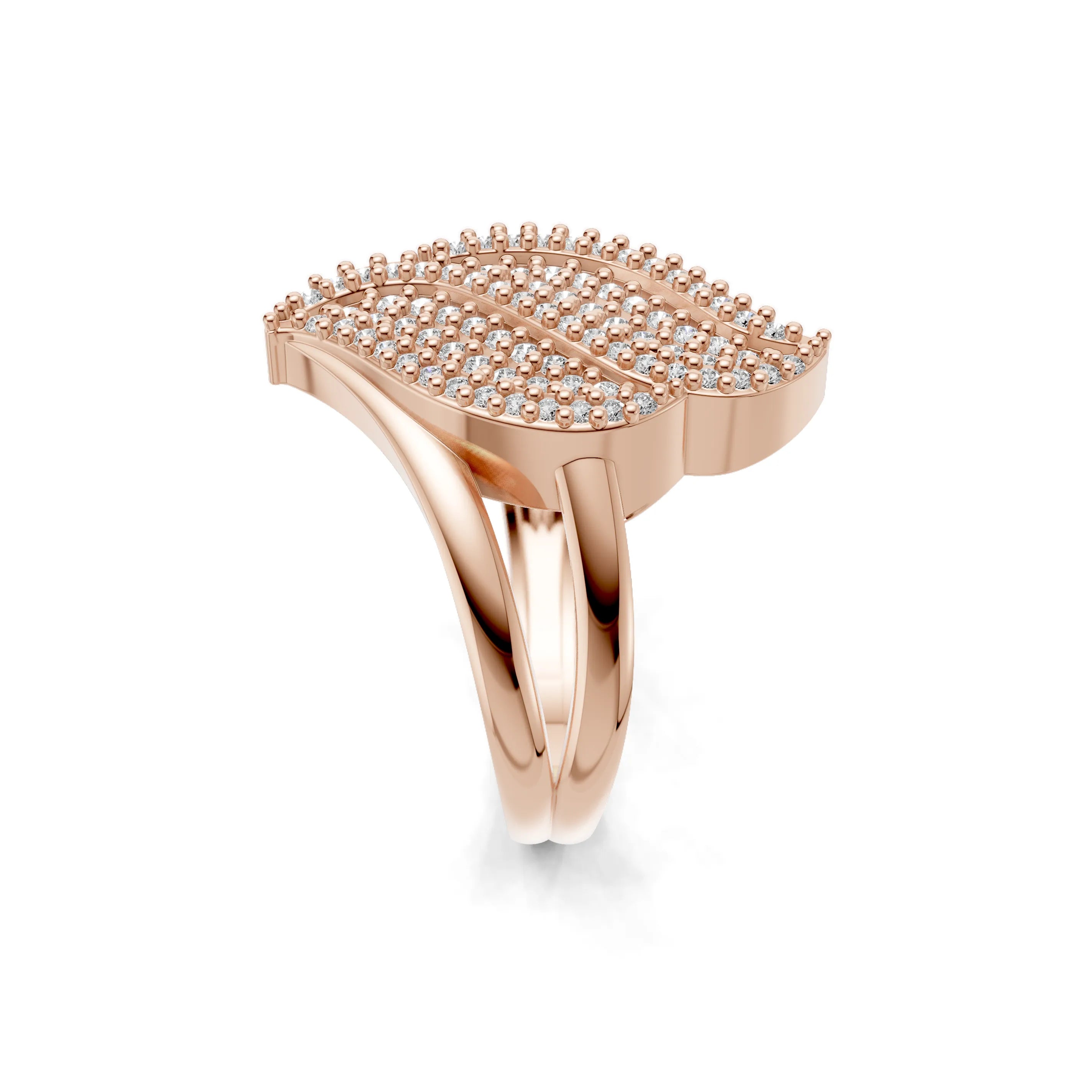 Pargold Solid Gold Dewdrop Foliage Pave Ring -Rose_Diamond_Diamond_Static_Rose