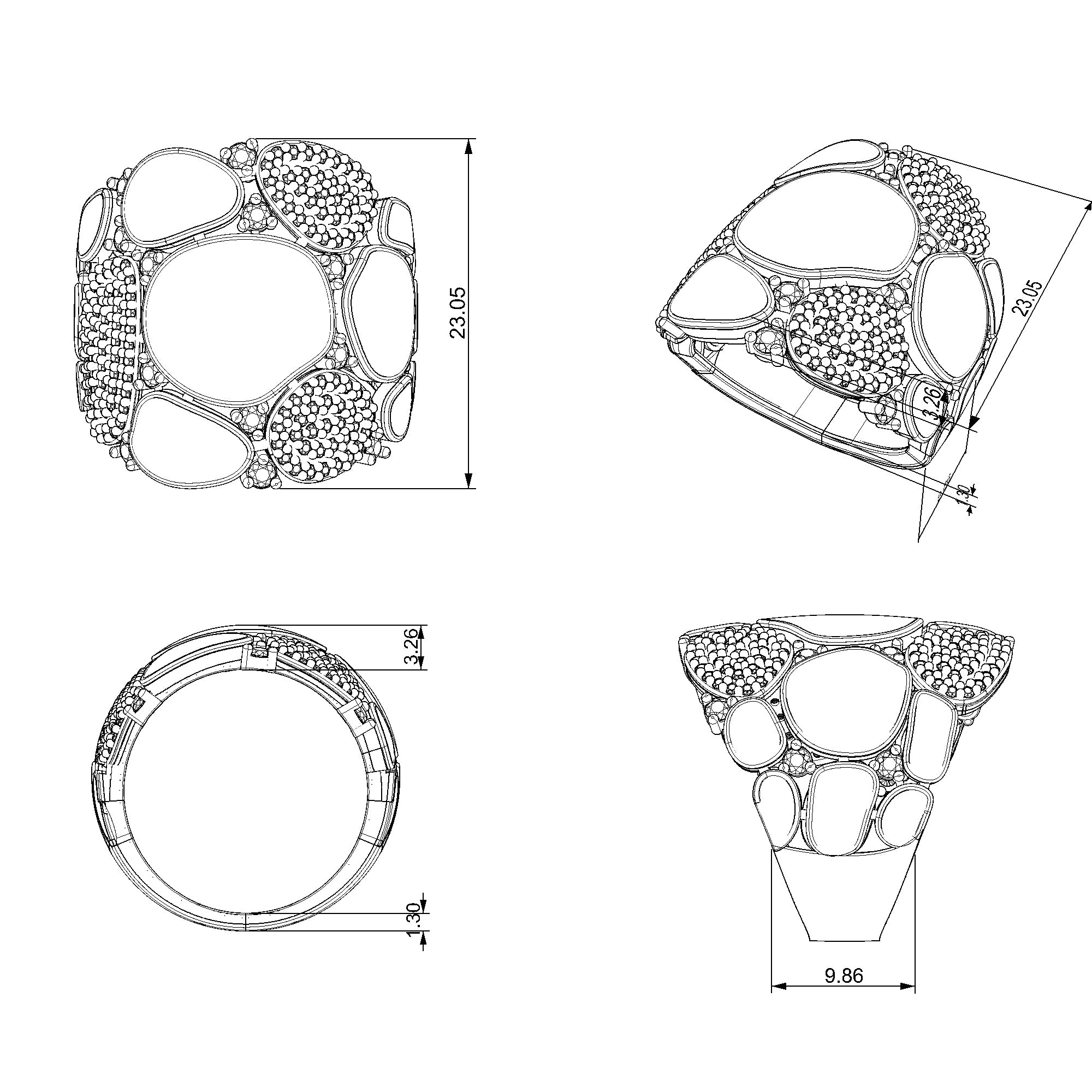 Pargold Solid Gold Golden Mosaic Luxe Ring-Static