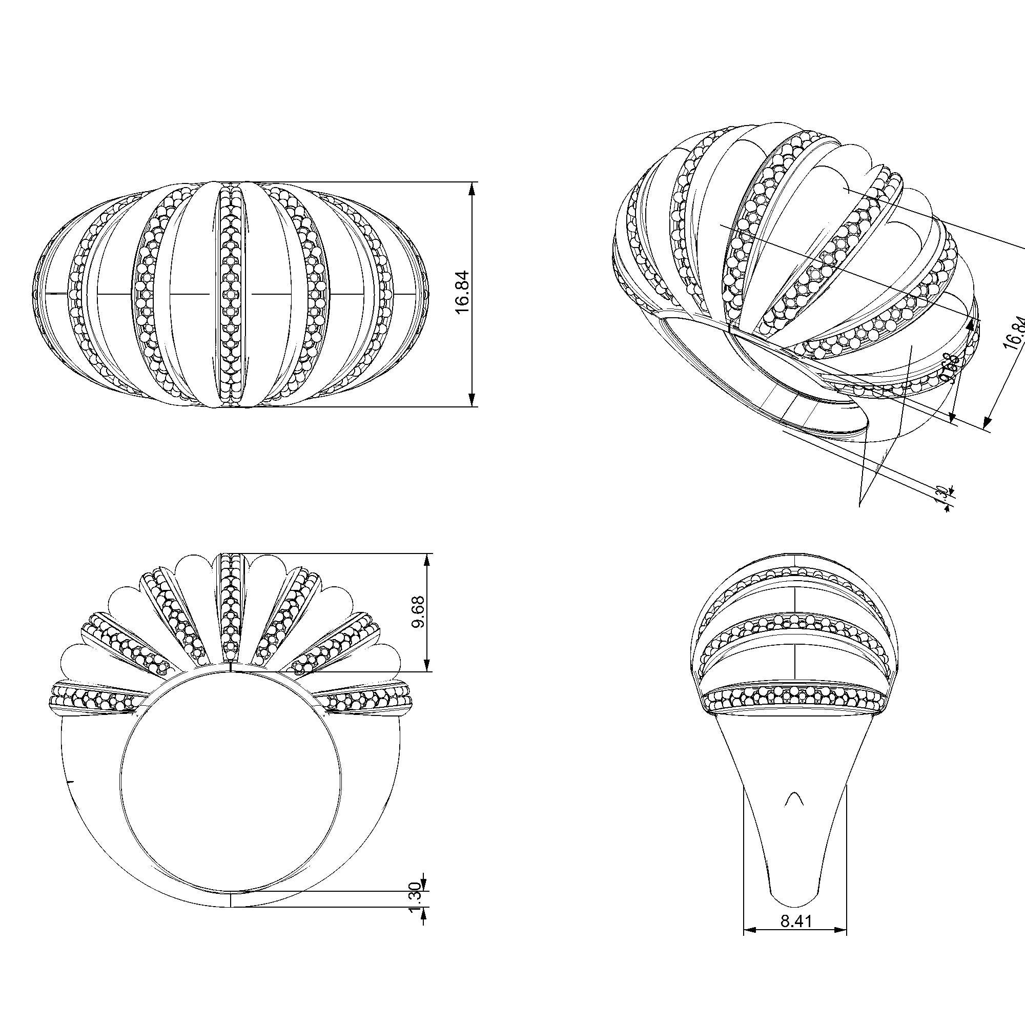 Pargold Solid Gold Gilded Embrace Ornate Ring-Static