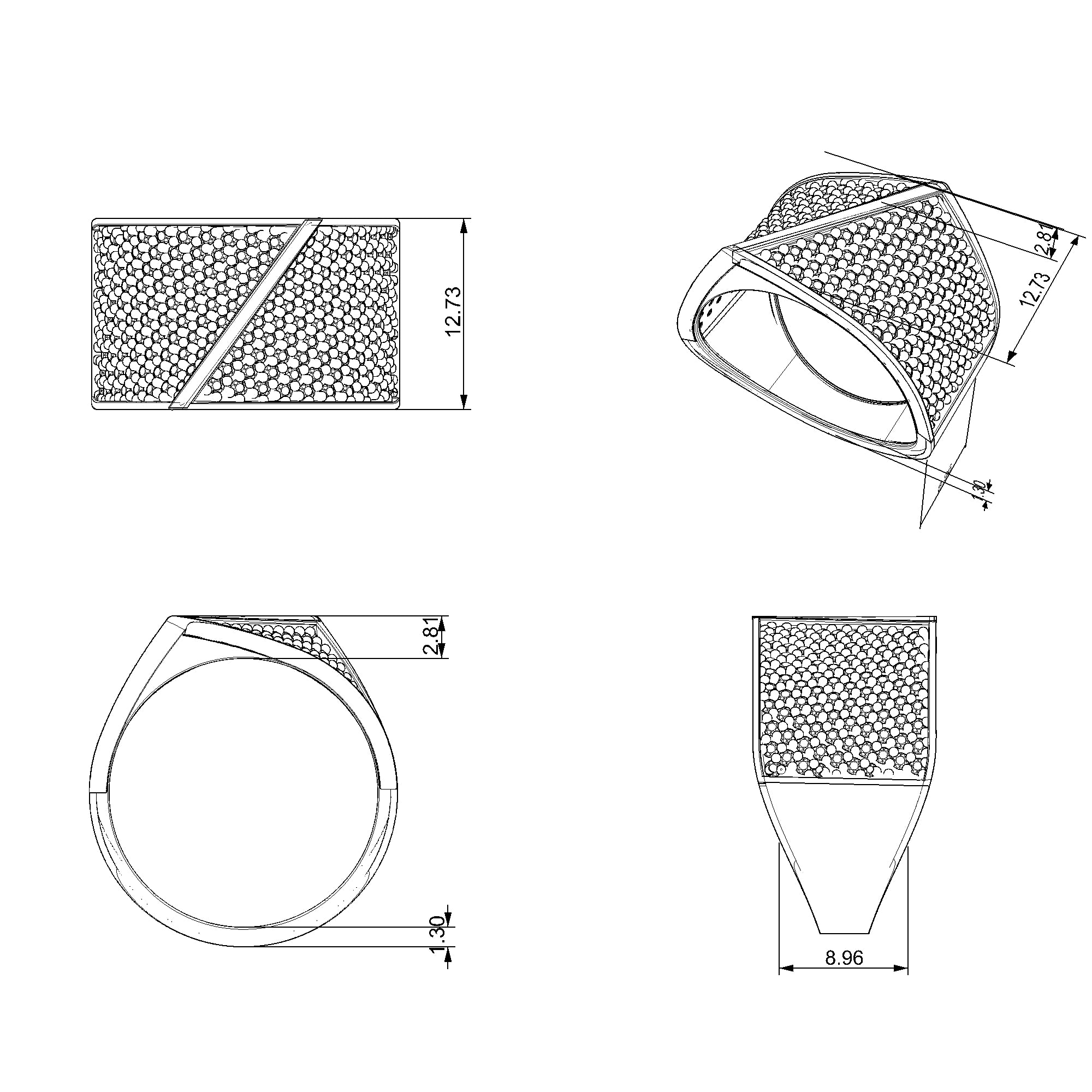 Pargold Solid Gold Grandiose Glint Geometric Ring-Static